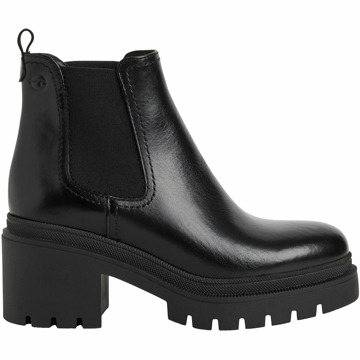 Boots chunky en cuir noir, TAMARIS