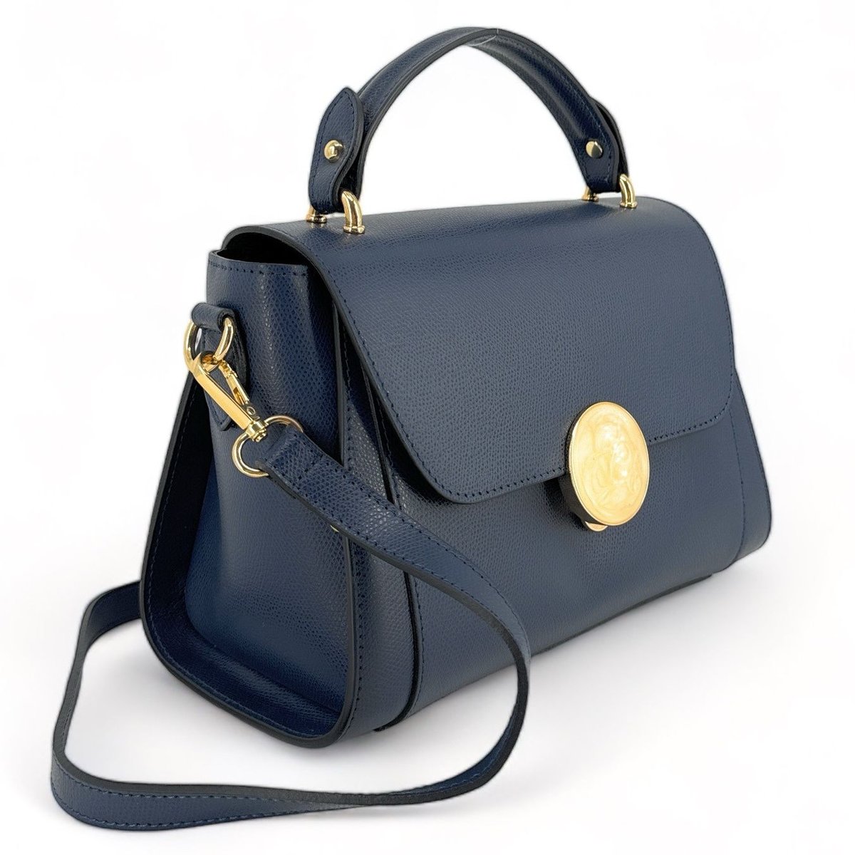 Sac à main en cuir grainé APOLLINE bleu foncé, OH MY BAG