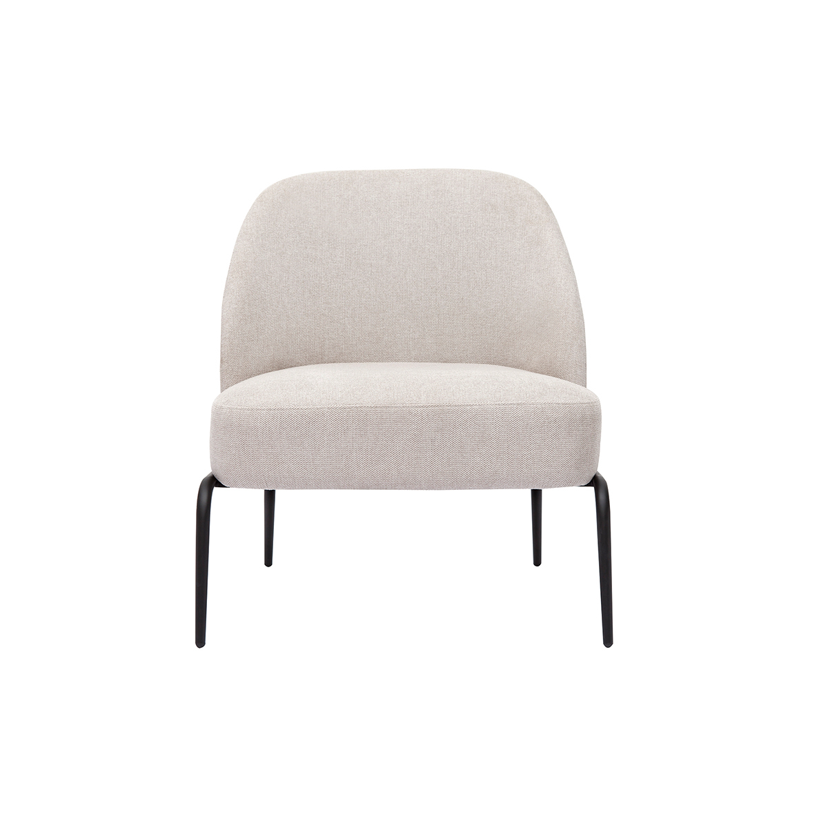 Fauteuil design en tissu effet velours texturé beige et métal noir BREGO beige, MILIBOO