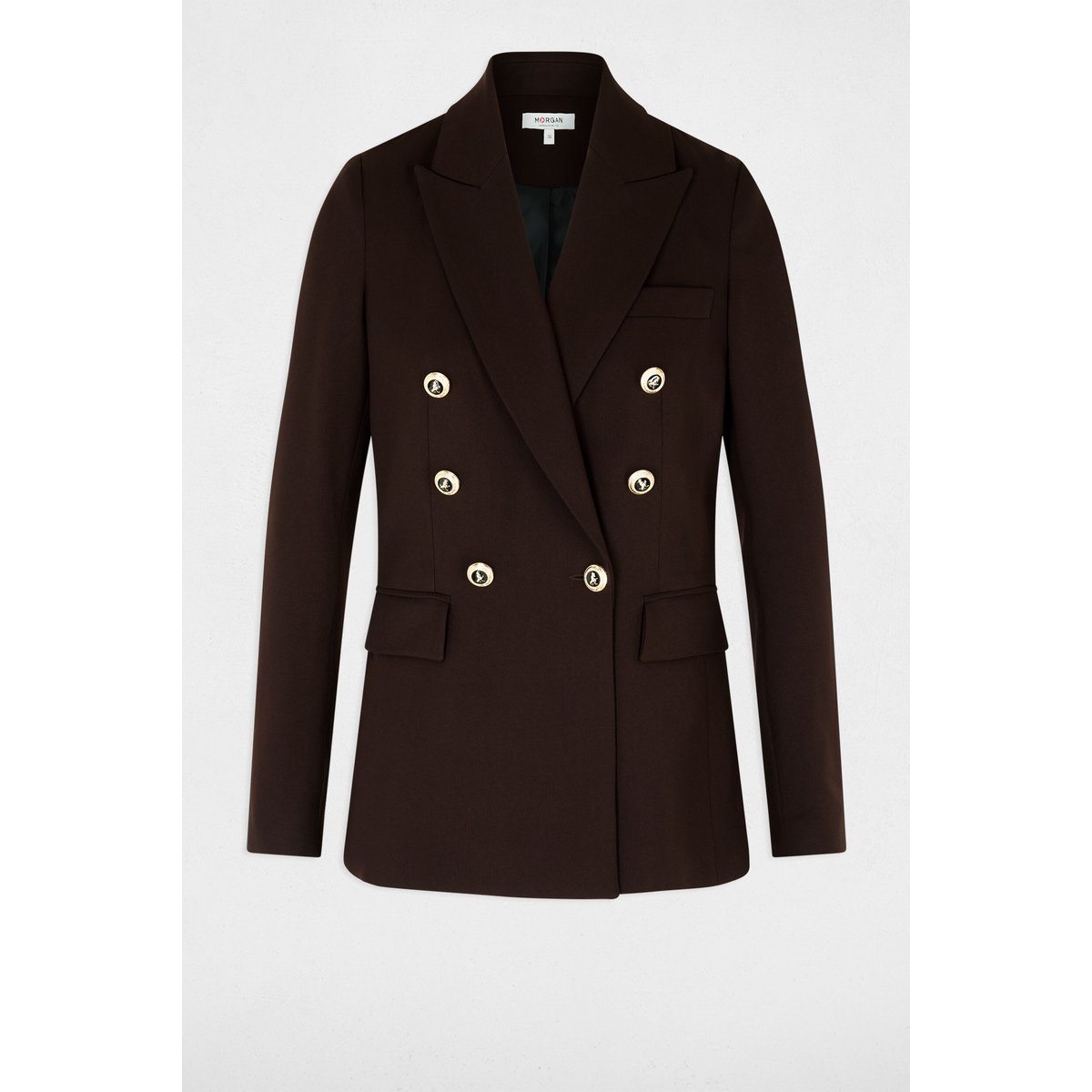 Blazer ajusté manches longues marron foncé, MORGAN