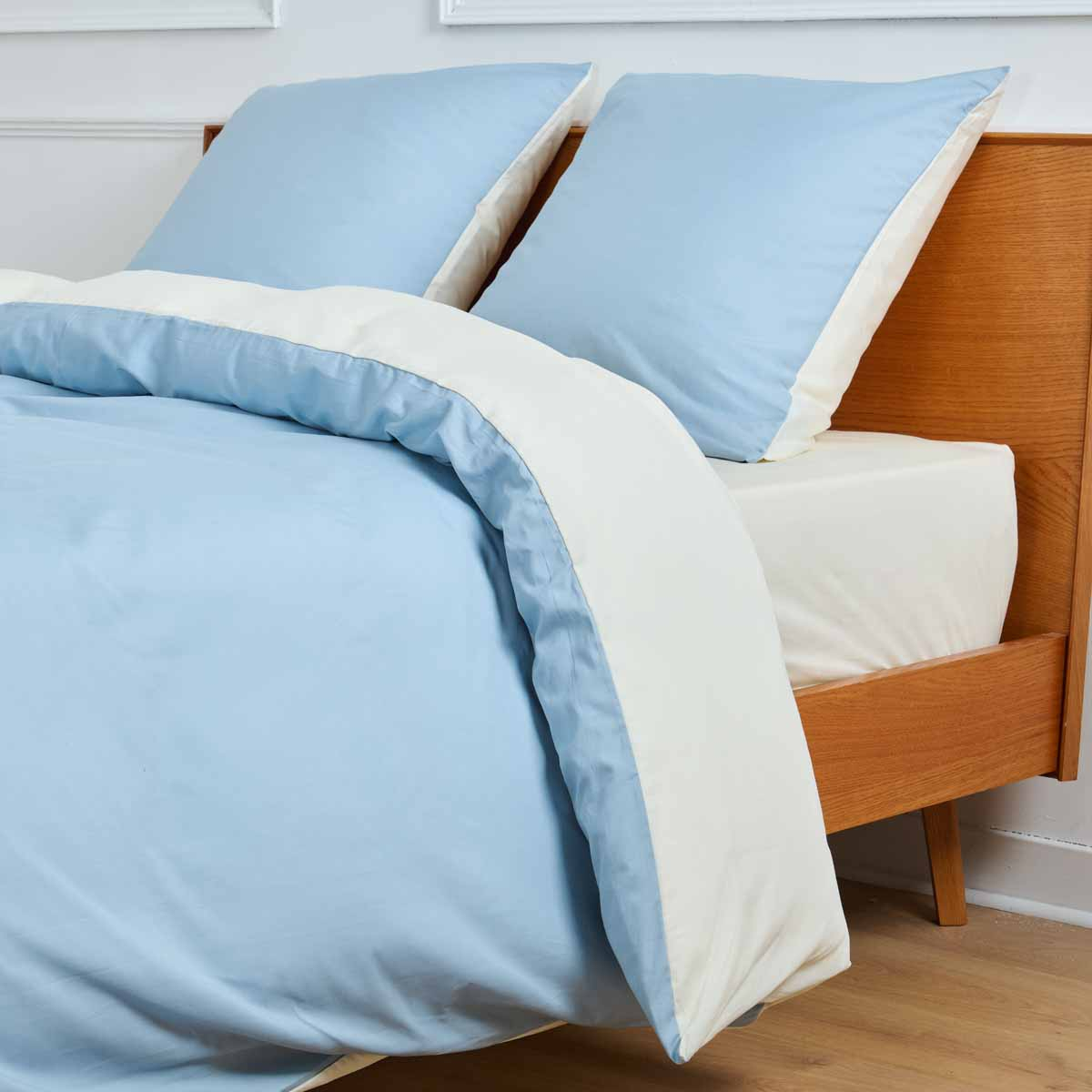 Parure De Lit Housse De Couette Réversible | Blanc Des Prés - UNIE BDP BICOLORE bleu/ivoire, TRADITION DES VOSGES