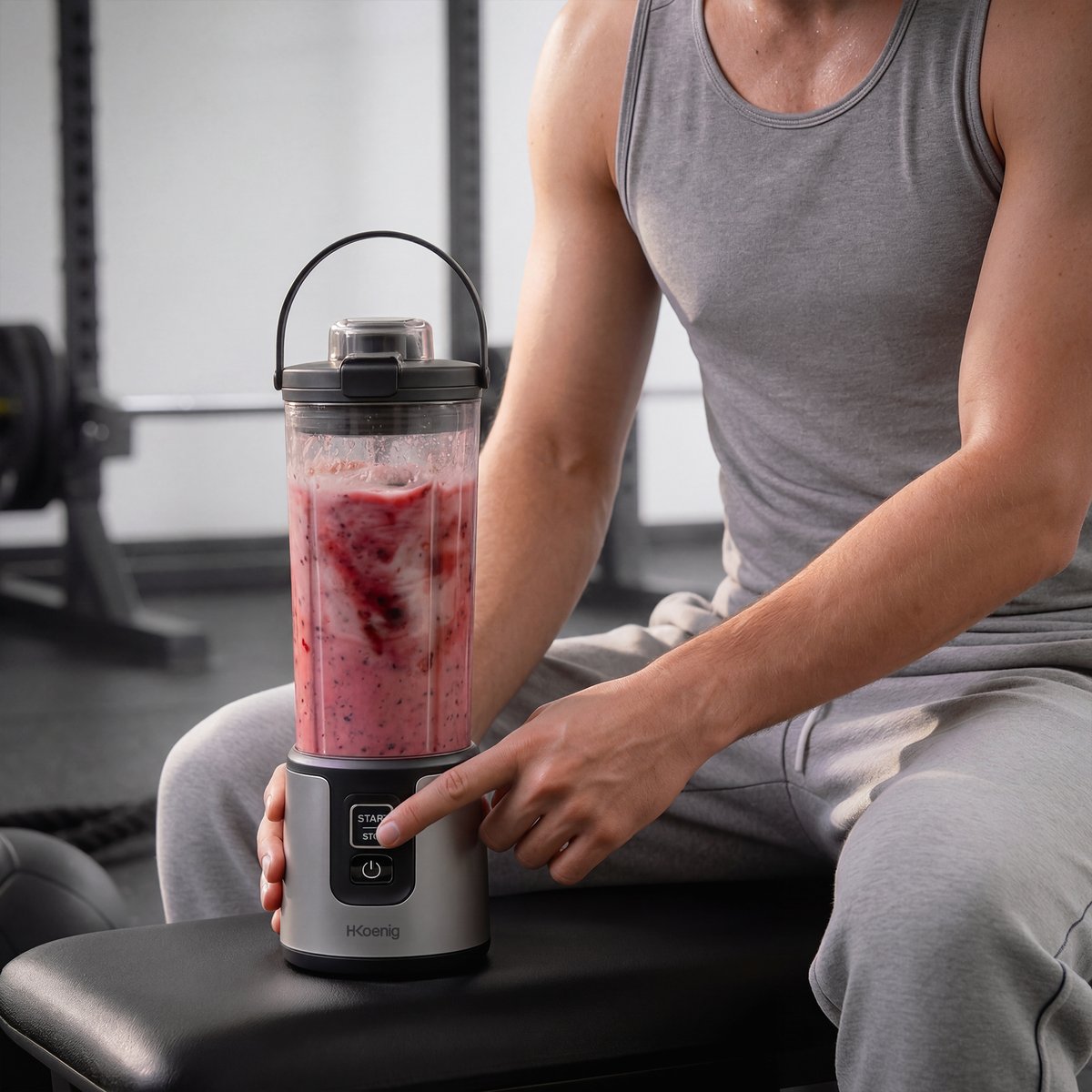 H.Koenig MOOTH16 - Mini blender portable sur batterie Bleu Pastel noir, H.KOENIG