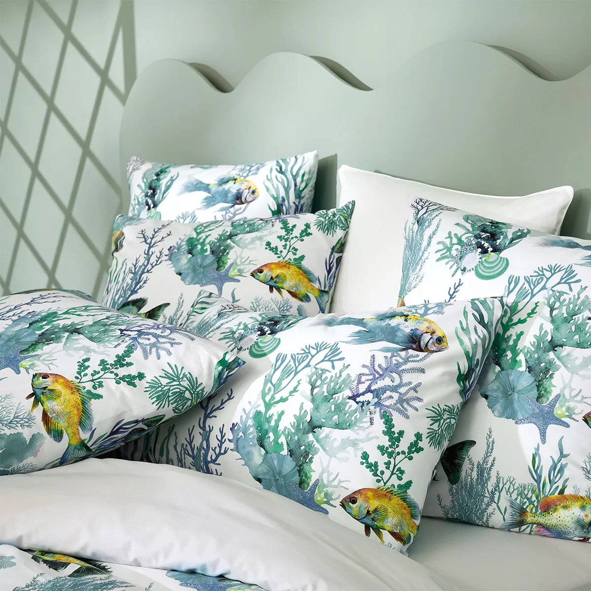 Parure de lit percale de coton NAIA blanc, GARNIER THIEBAUT