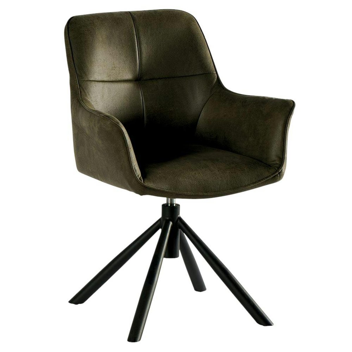 Fauteuil pivotant contemporain microfibre kaki (lot de 2) IENA kaki, PIER IMPORT