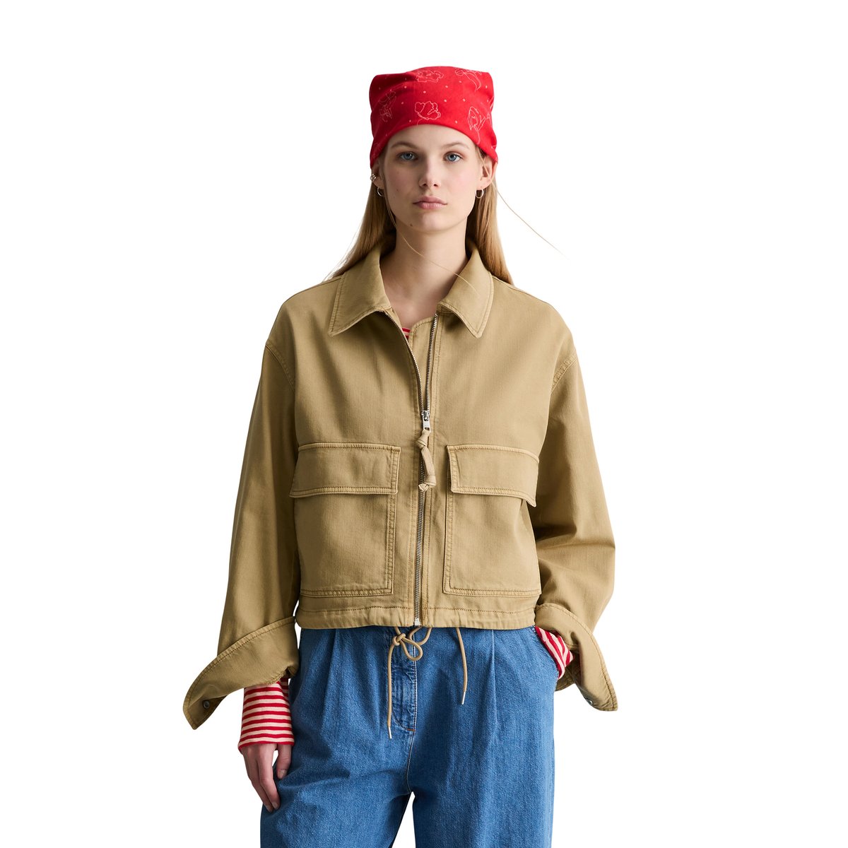 Veste en sergé regular en coton organique-lyocell stretch beige, MARC O’POLO DENIM