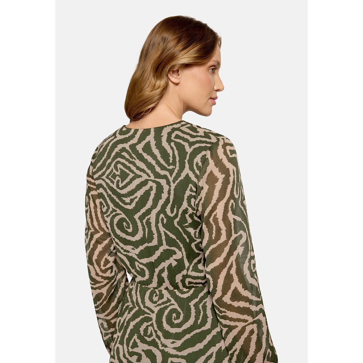 Robe en chiffon à motifs khaki/cream, CARTOON