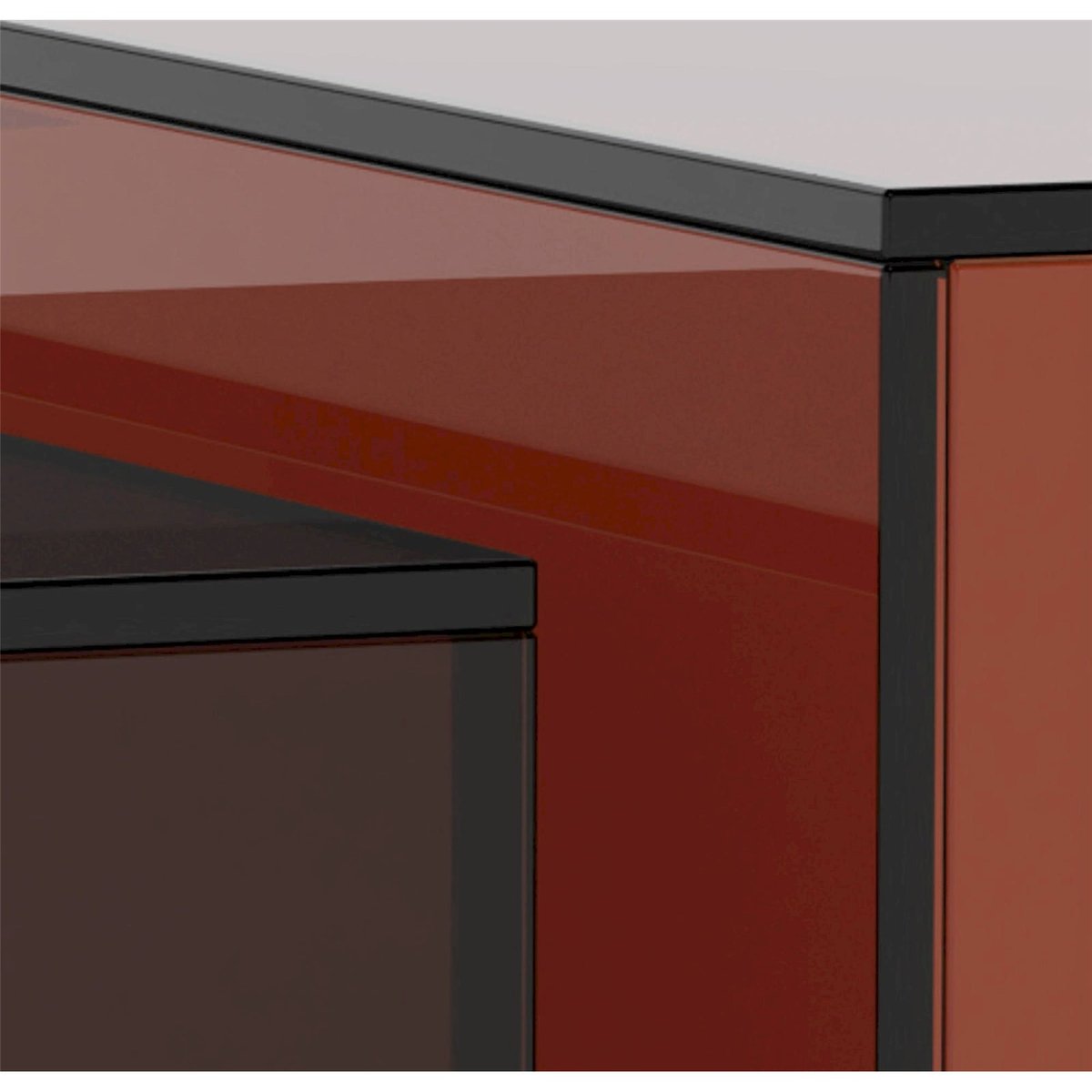 Lot de 2 tables basses carrées en verre bois foncé, RECOLLECTION