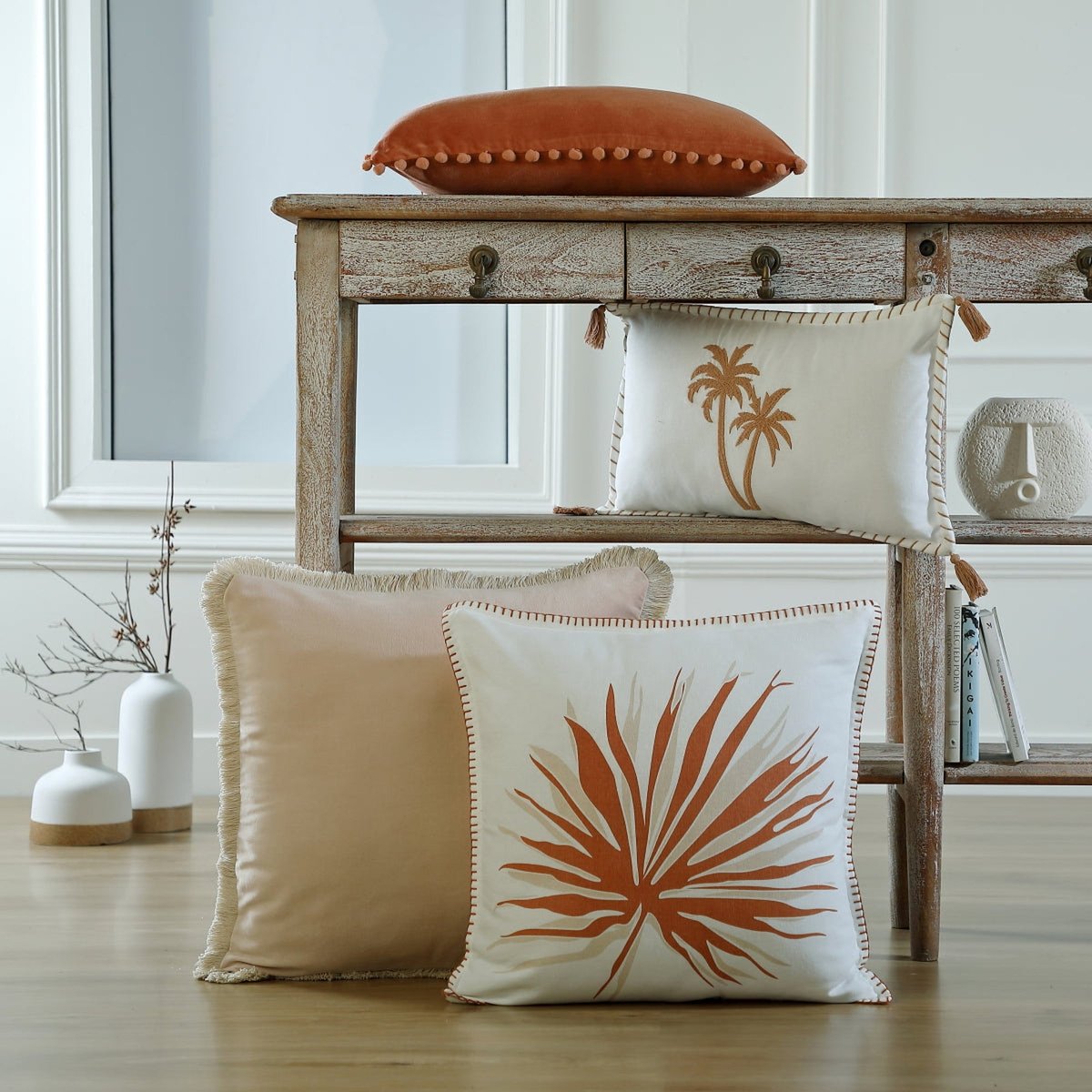 Coussin toile de coton OASIS terre de sienne, FEBRONIE