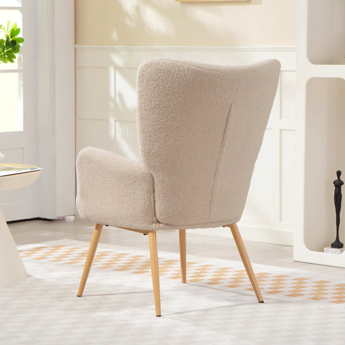Accent Chair Tissu bouclette Beige beige, HOMCOM