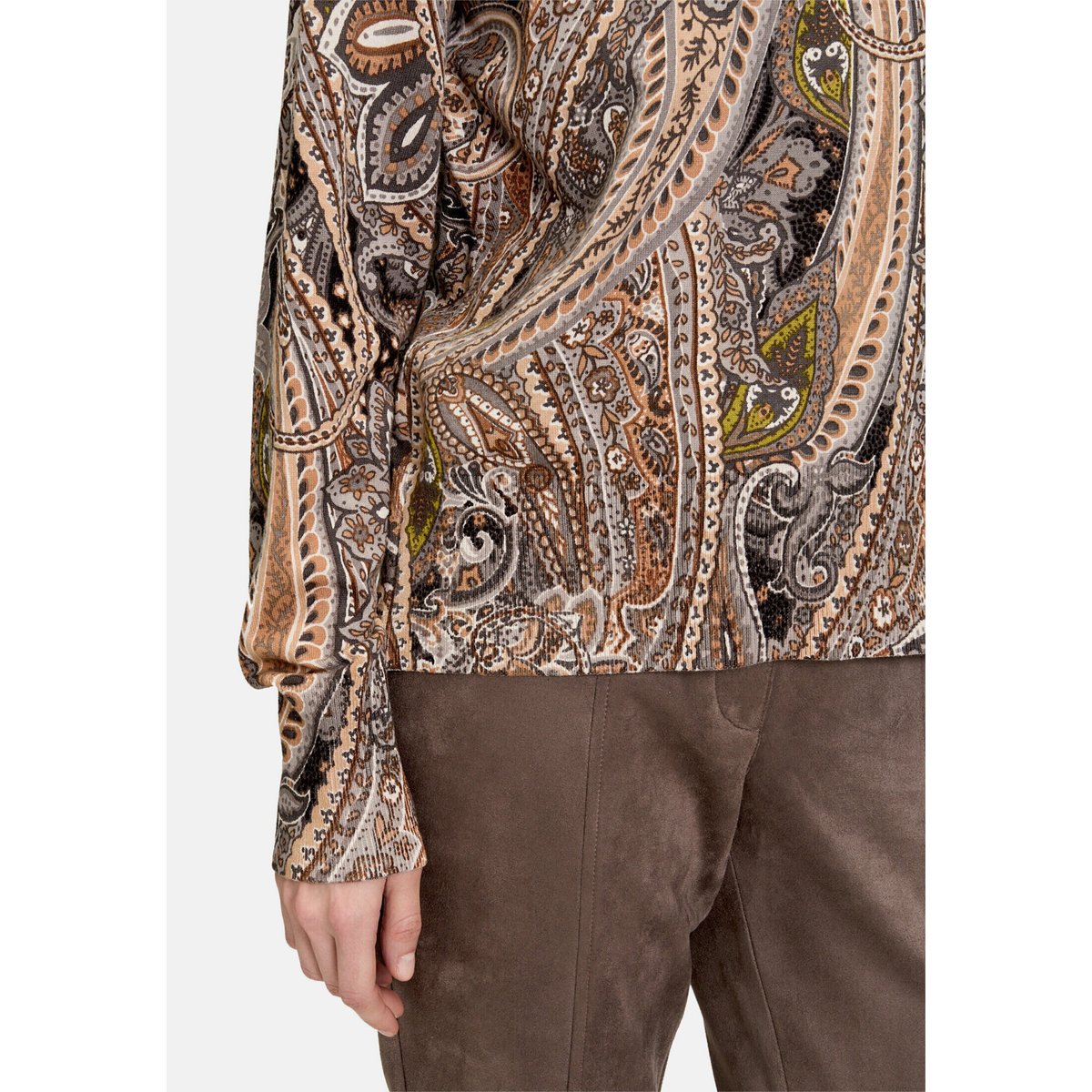 Pull-over en fine maille à col droit gris/beige, BETTY BARCLAY