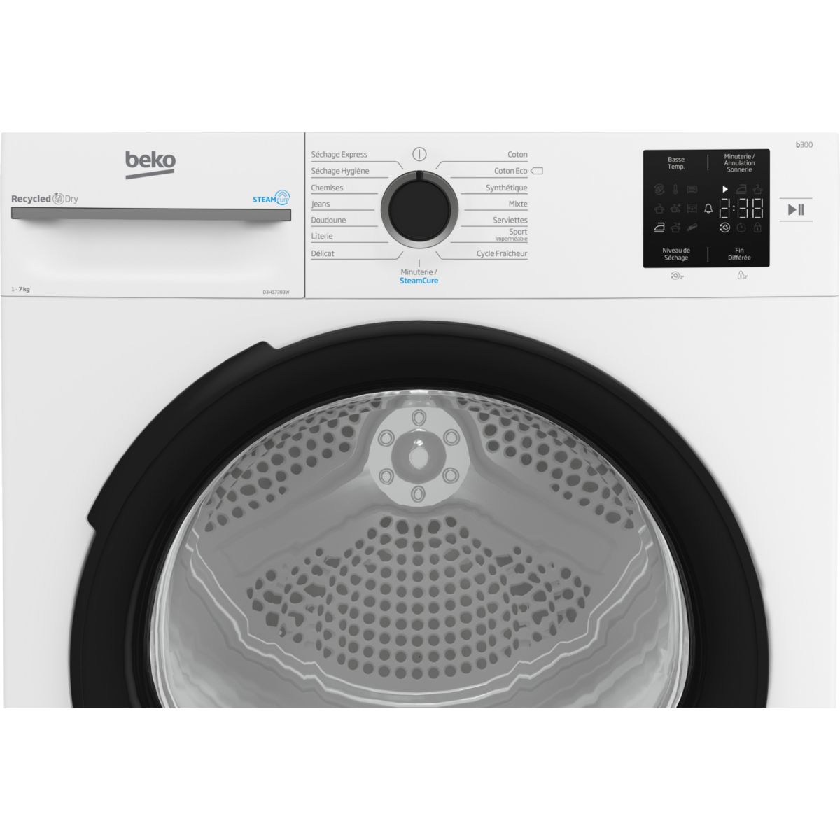 Sèche linge pompe à chaleur D3H17393W couleur unique, BEKO