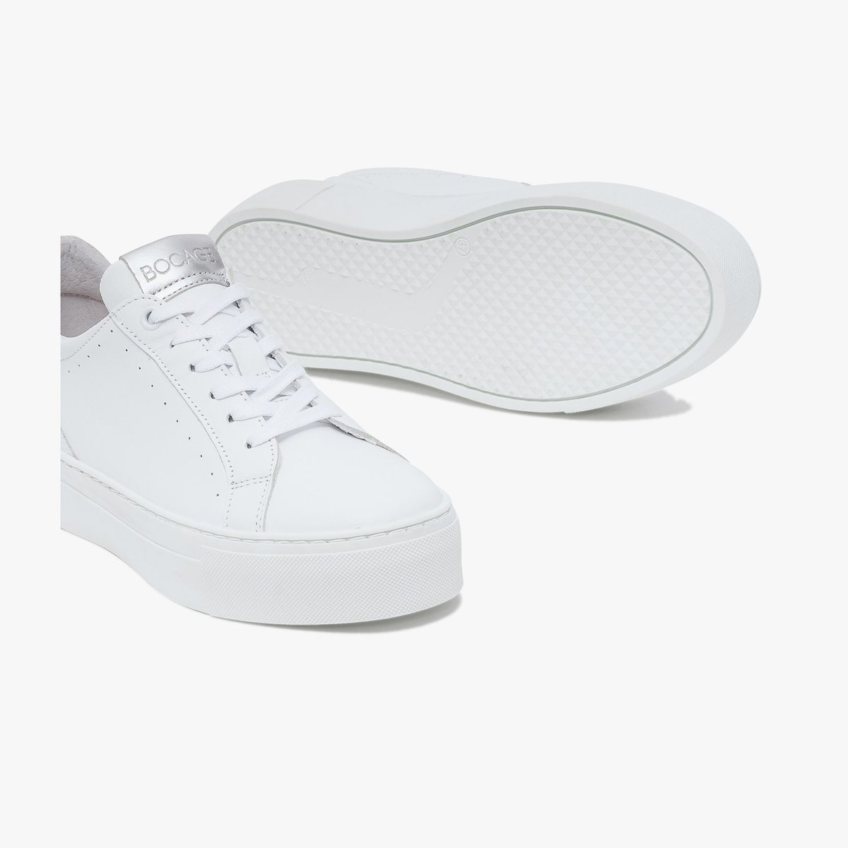 Basket en cuir LIZON blanc, BOCAGE