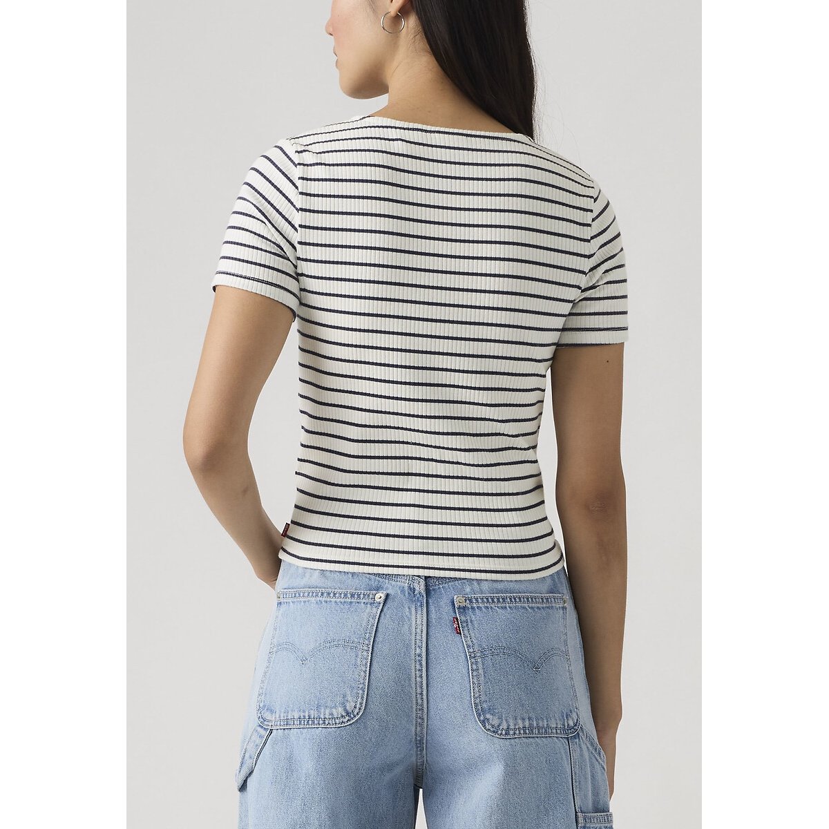 Gestreept V-hals T-shirt gestr blauw + wit, LEVI'S