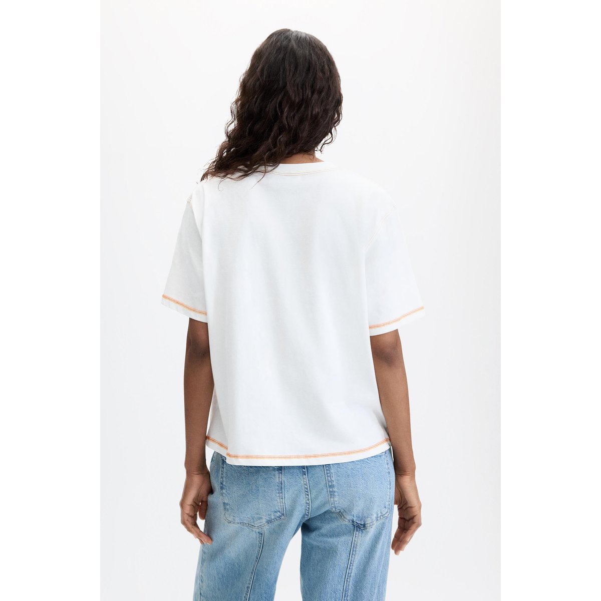 T-shirt à imprimé floral 100 % coton blanc, DESIGUAL