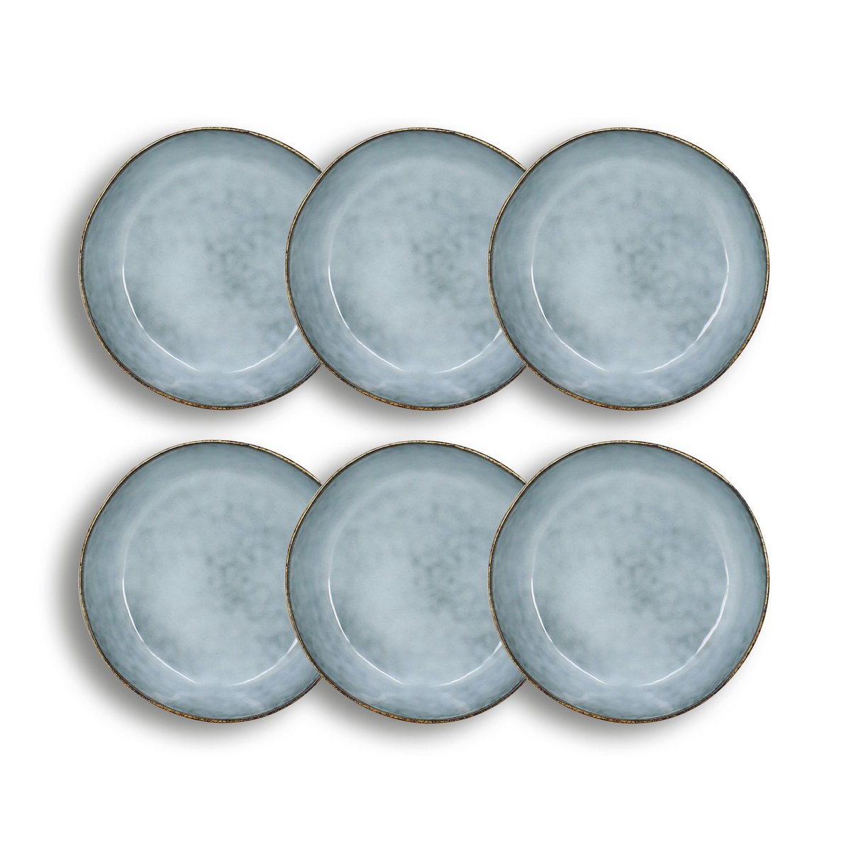 Lot de 6 assiettes coupes en grès 15,5cm, ARONAL bleu, OGO LIVING