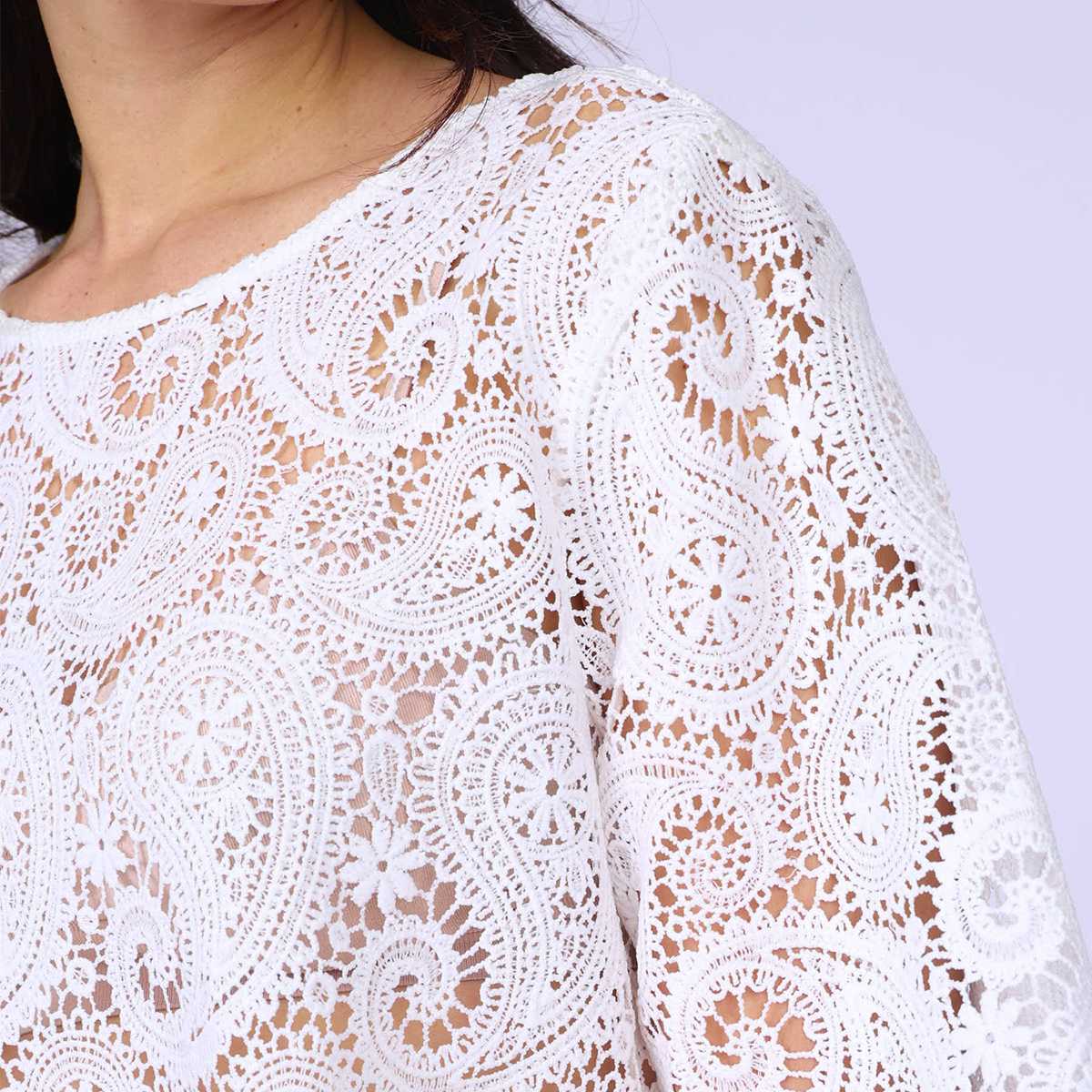 Top guipure Gianni blanc, MISE AU GREEN