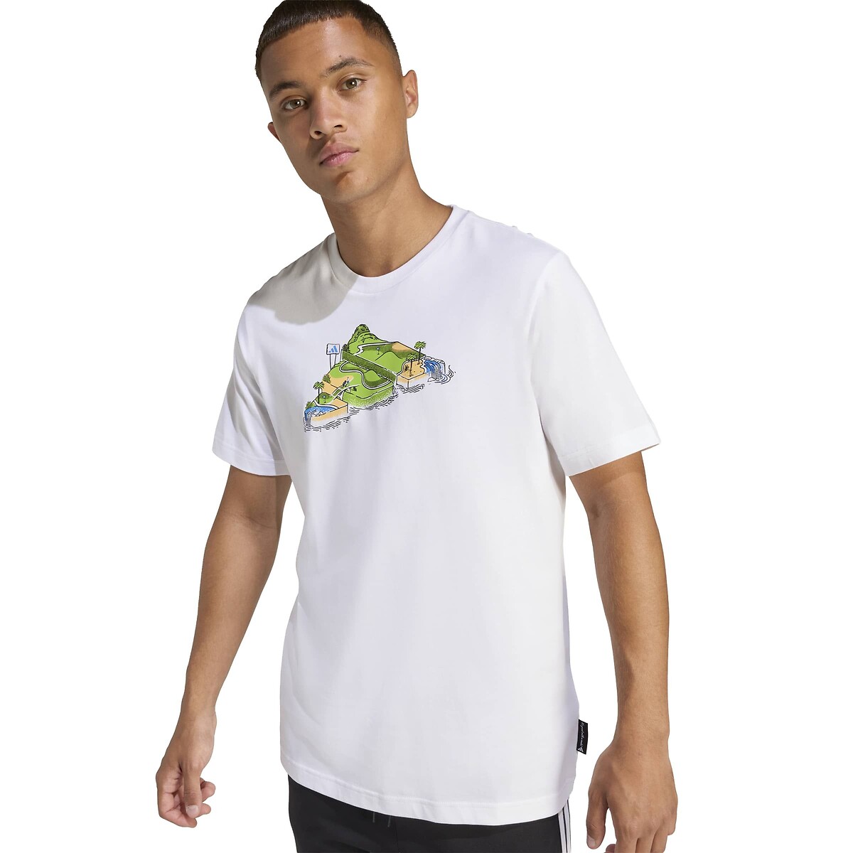 T-shirt col rond manches courtes imprimé blanc, ADIDAS SPORTSWEAR