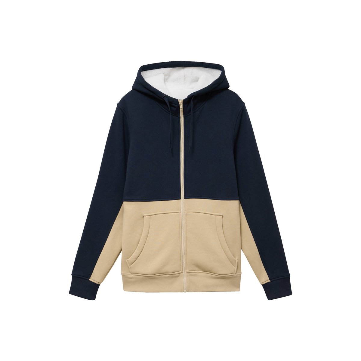 Sweat droit sherpa à capuche bleu marine, BONOBO
