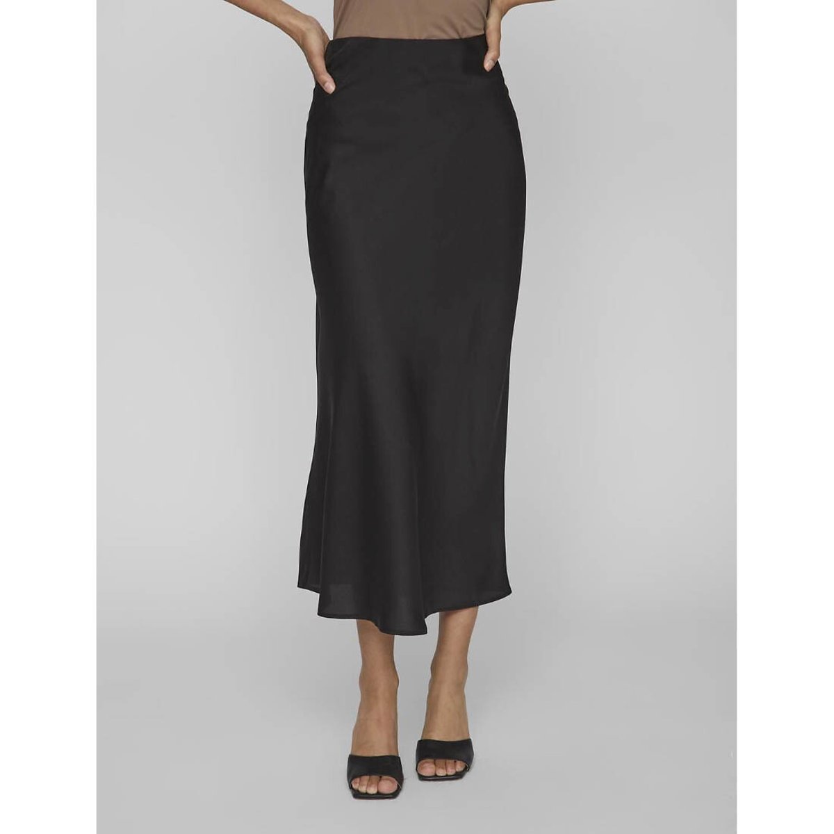 Jupe satinée, taille haute noir, VILA