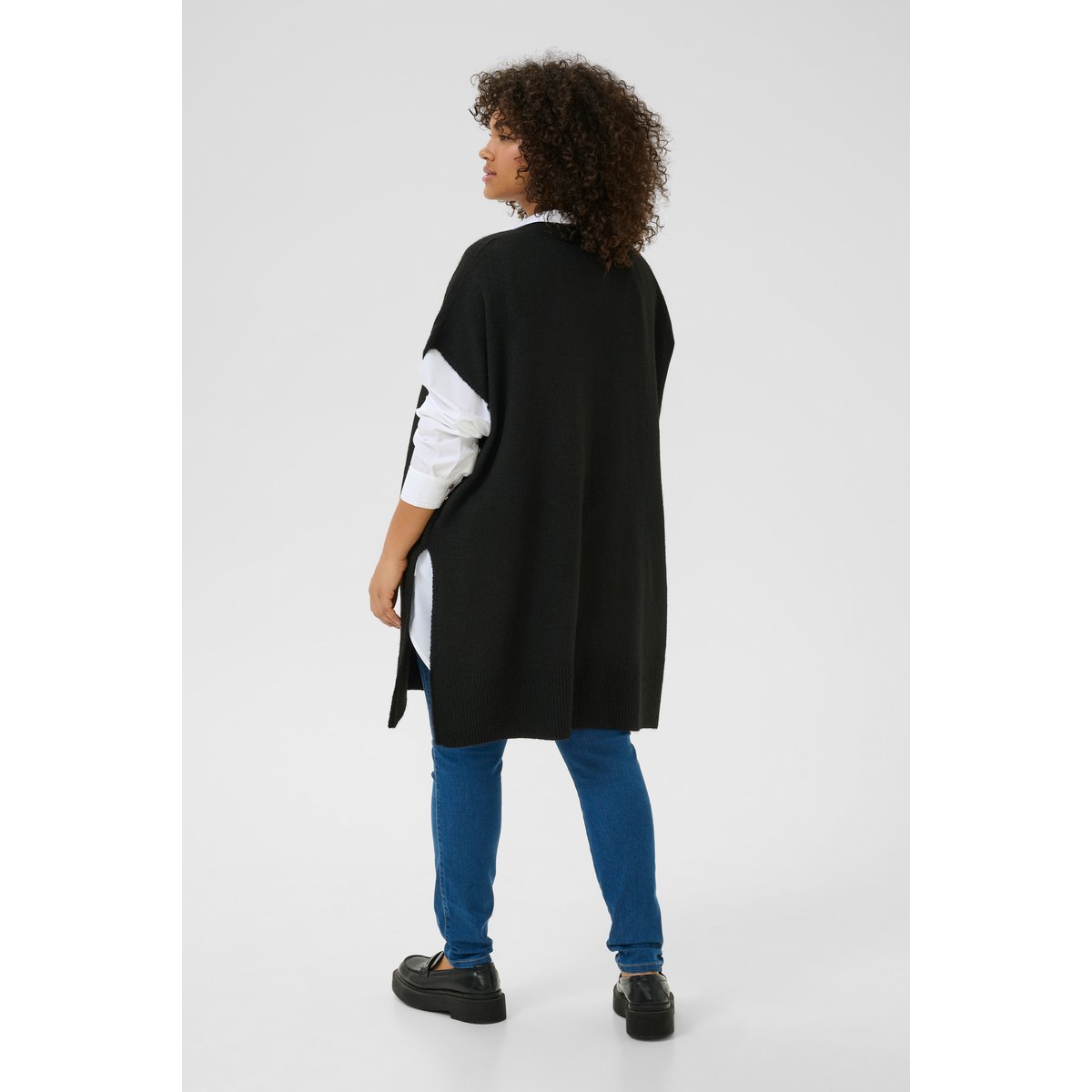 Poncho noir black deep, KAFFE CURVE