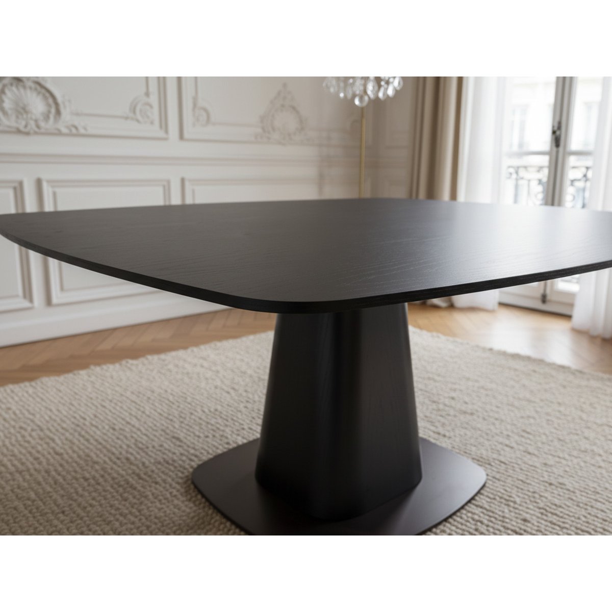 Table à manger carrée NOA 120 cm placage chêne noir, BOBOCHIC