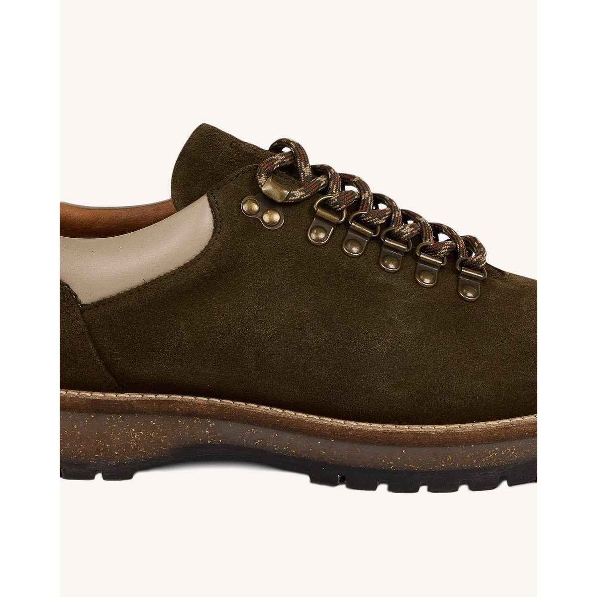 Chaussures basses en cuir suédé kaki, FAGUO