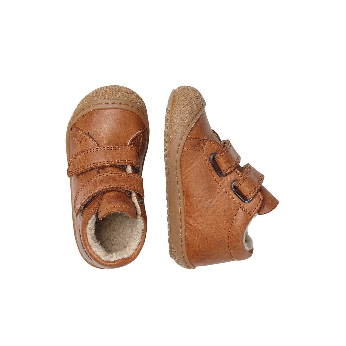 Chaussons Premiers Pas, Doublés En Laine Racoon Vl marron clair, NATURINO