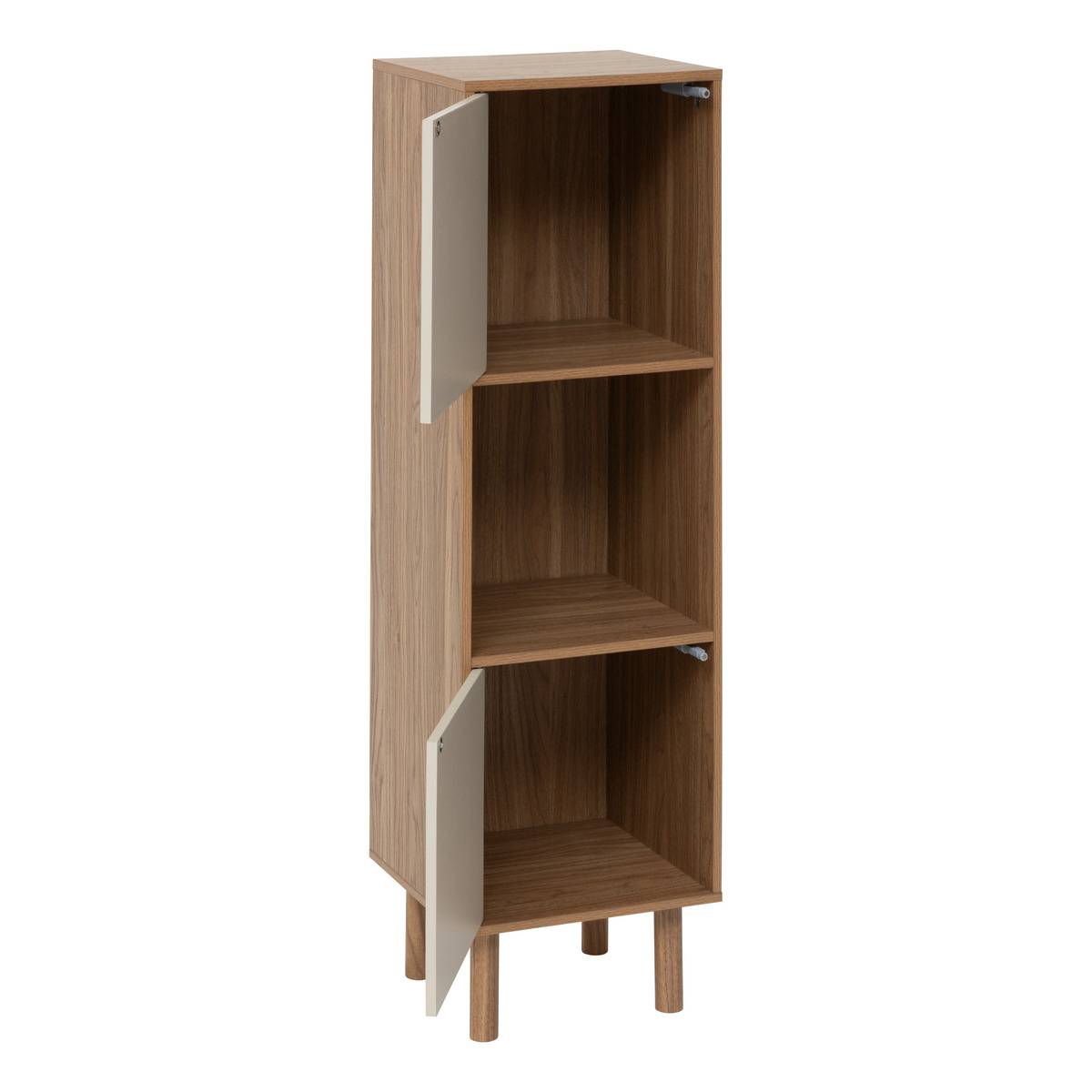 Étagère colonne 3 cases et 2 portes motif rayé MIX'N'MATCH marron, 5FIVE SIMPLY SMART