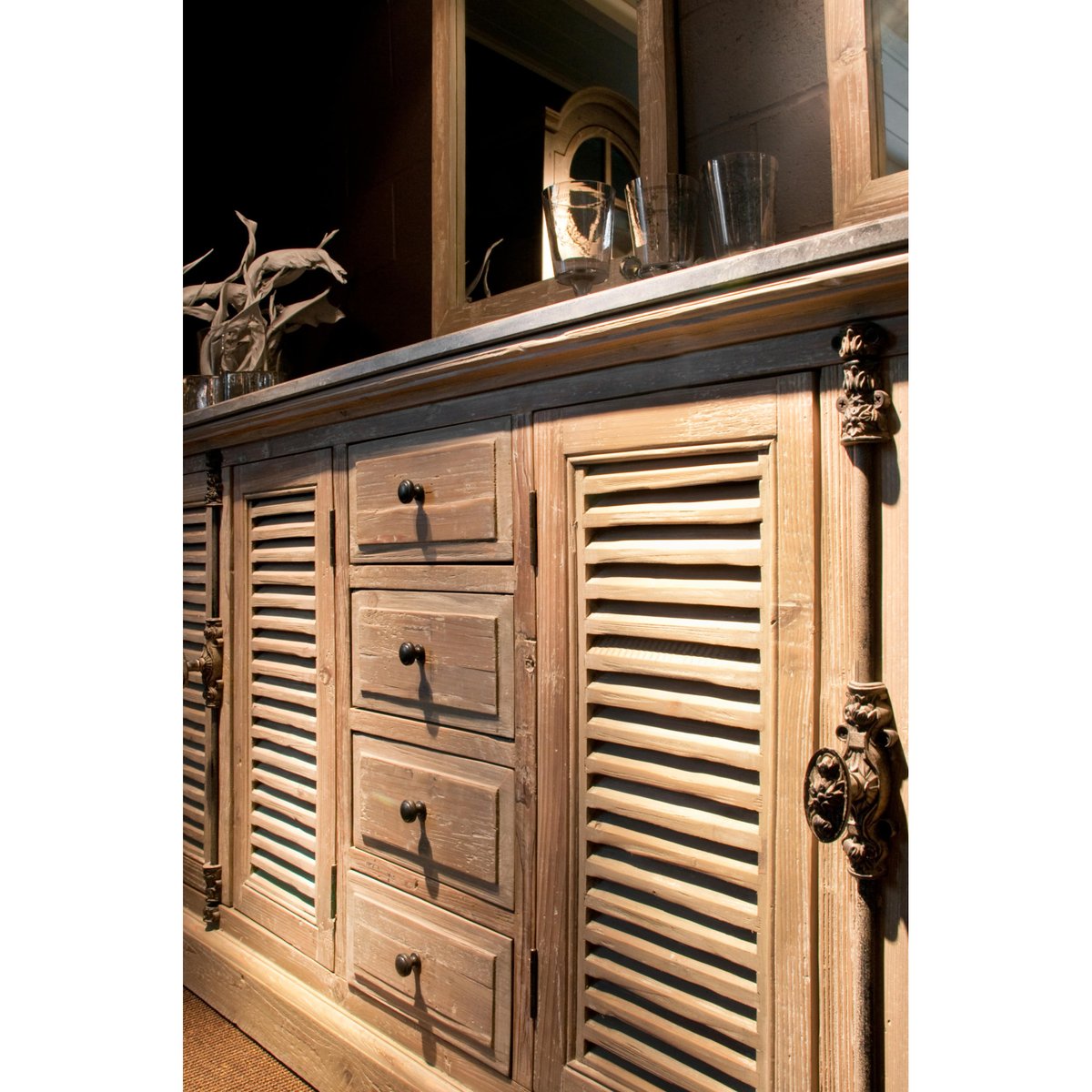 Meuble de salle de bain double vasque en bois et pierre L177 - HANOÏ bois foncé, HELLIN, DEPUIS 1862