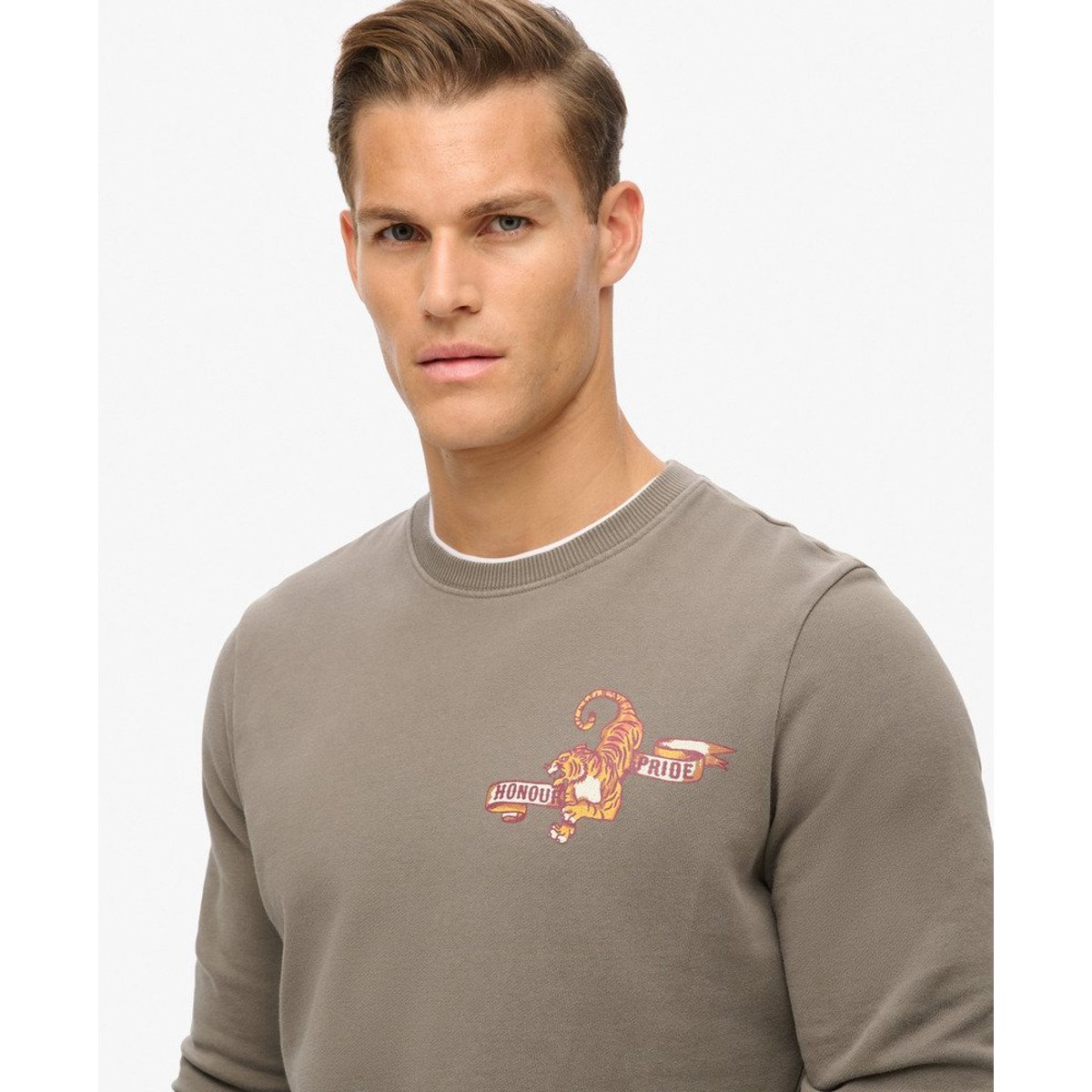 Sweat à motif tatouage anthracite, SUPERDRY