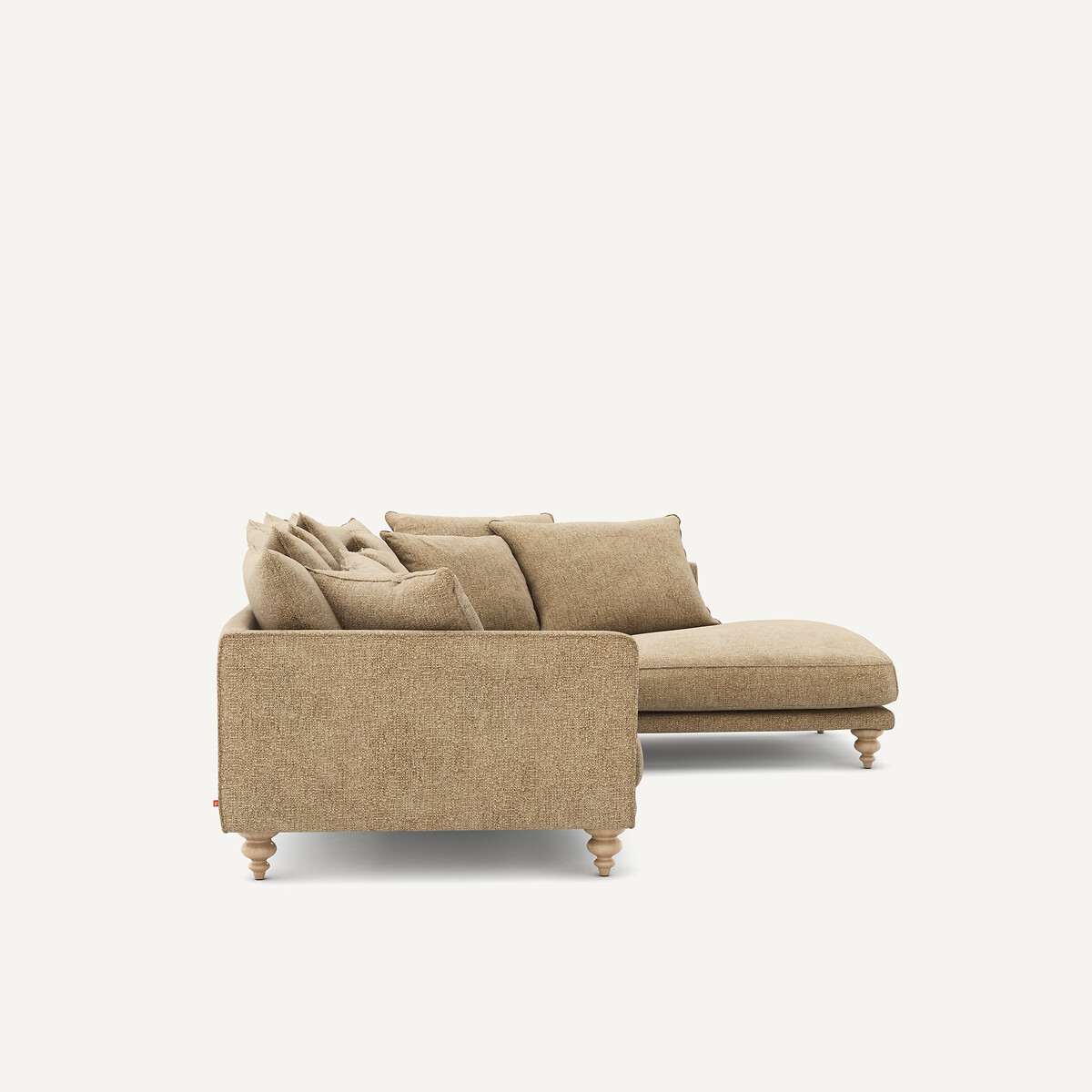 Divano angolare in cotone intrecciato, Lazare camoscio, AM.PM
