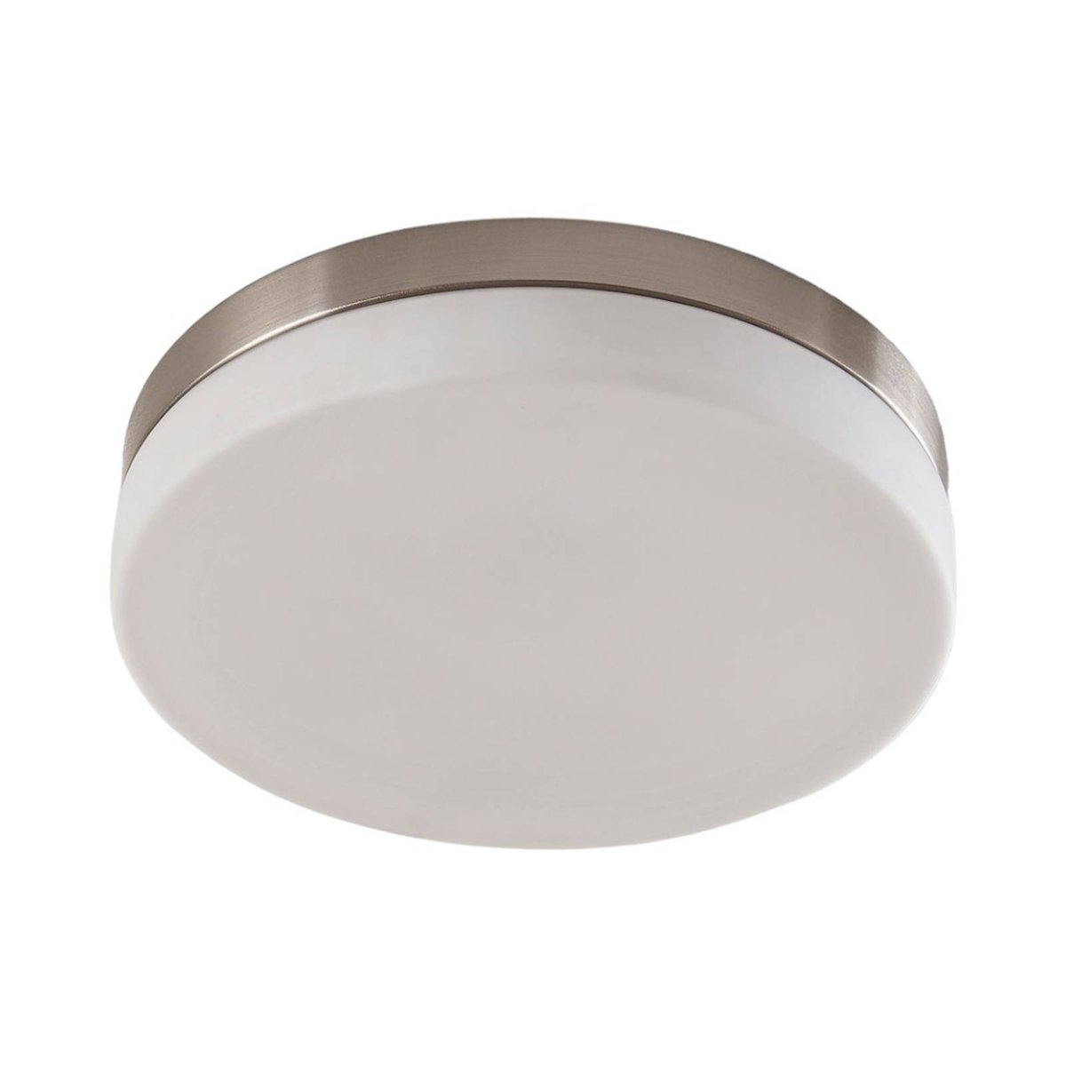Plafonnier en verre moderne, Amilia blanc, nickel satiné, LINDBY