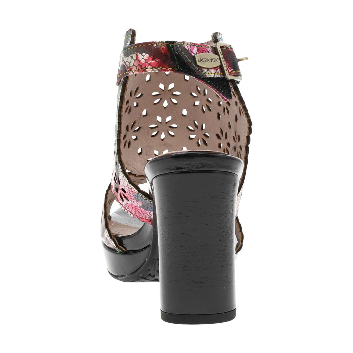 Sandales cuir talon décroché haut noir, LAURA VITA