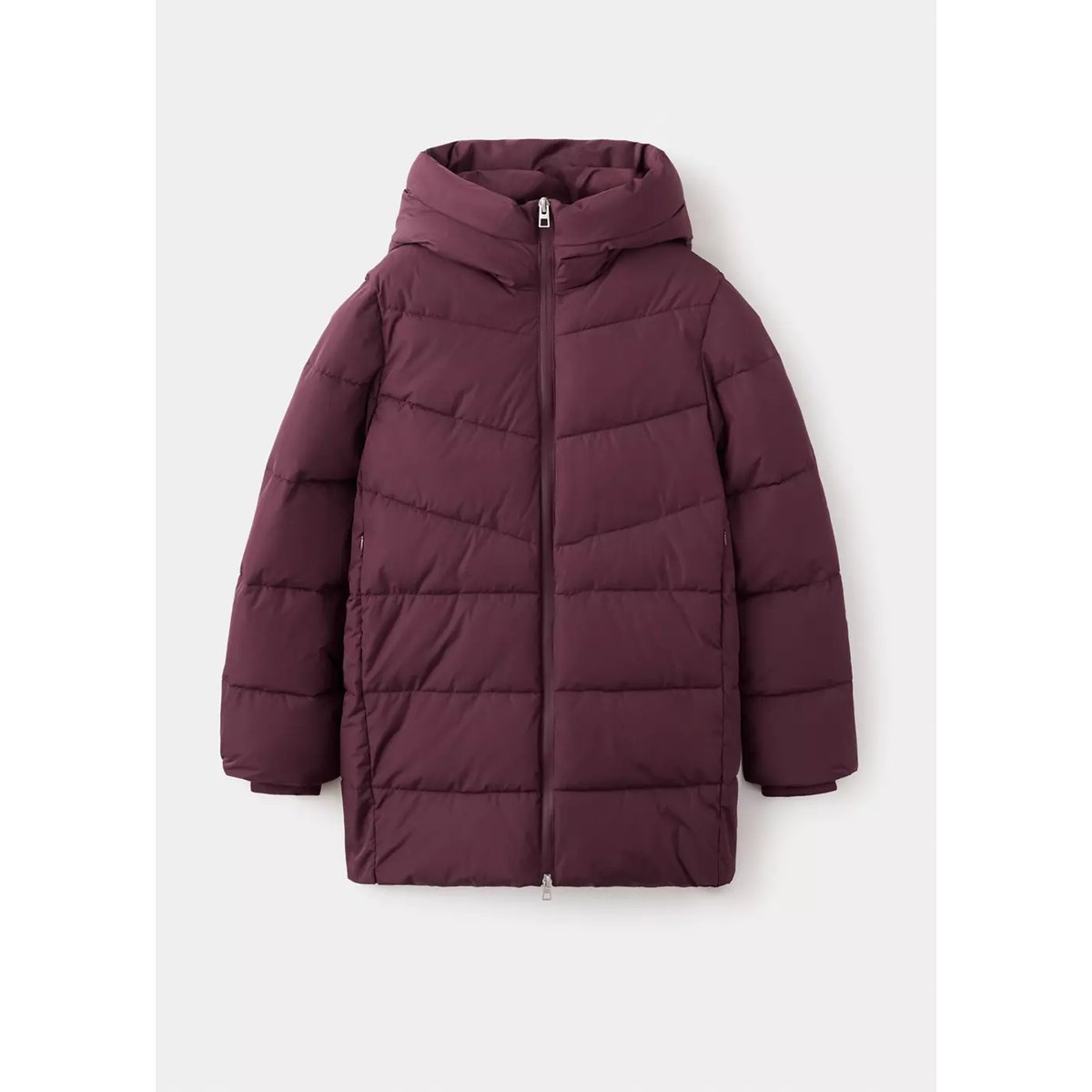 Anorak matelassé à capuche grenat, MANGO
