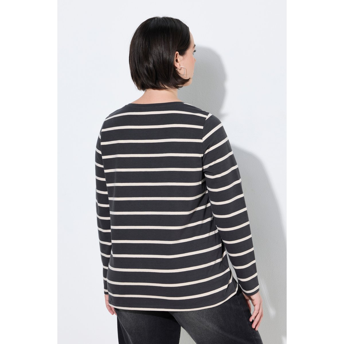 T-shirt rayé, coupe Classic Fit gris noir, ULLA POPKEN