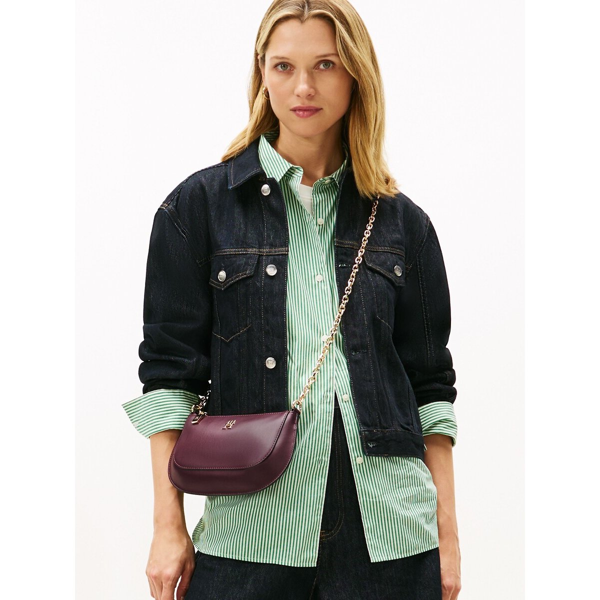 Sac à main à bandoulière chaîne, TH GLAM MINI bordeaux, TOMMY HILFIGER