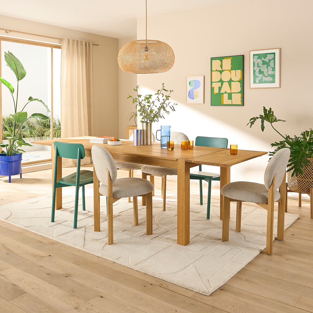 Mesa de jantar extensível em carvalho, 6 a 10 lugares, ADELITA carvalho, LA REDOUTE INTERIEURS