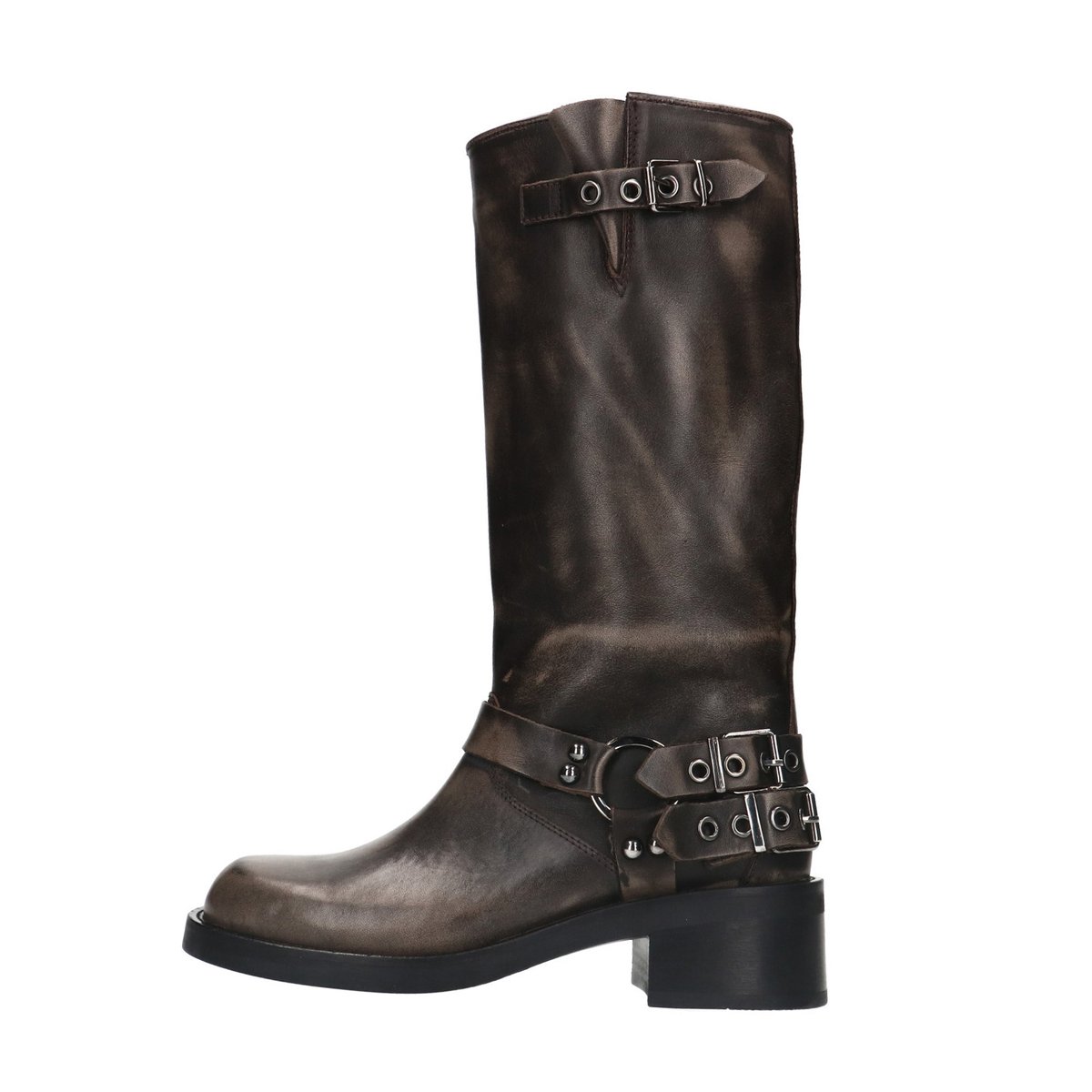 Bottines motardes avec boucles gris foncé, SACHA