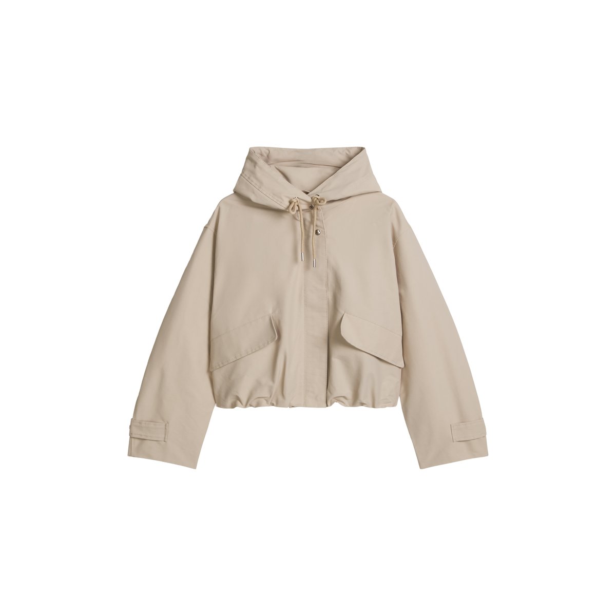 Veste en toile avec capuche relaxed en mélange de coton et de nylon gris clair, MARC O'POLO