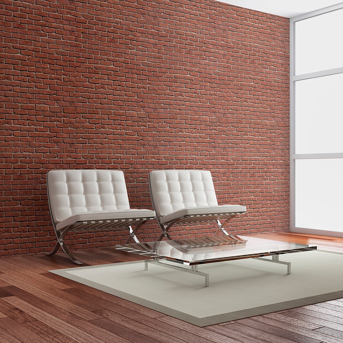 Papier peint intissé panoramique Brick - simple design orange / cuivré, EDEN