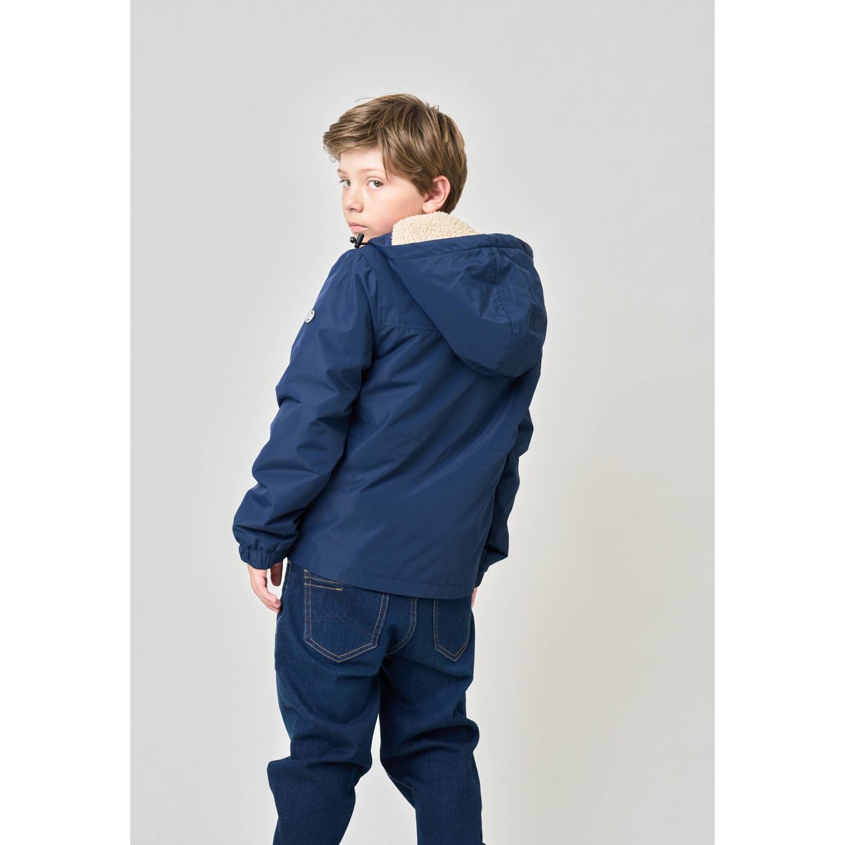 Blouson regular garçon doublé en sherpa VINCOURT dark navy, DEELUXE