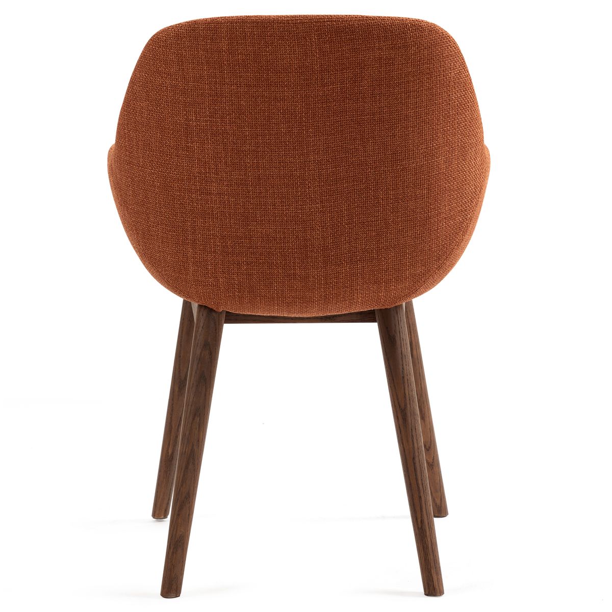 Chaise repas avec accoudoirs en tissu pied chêne foncé caramel, ZAGO