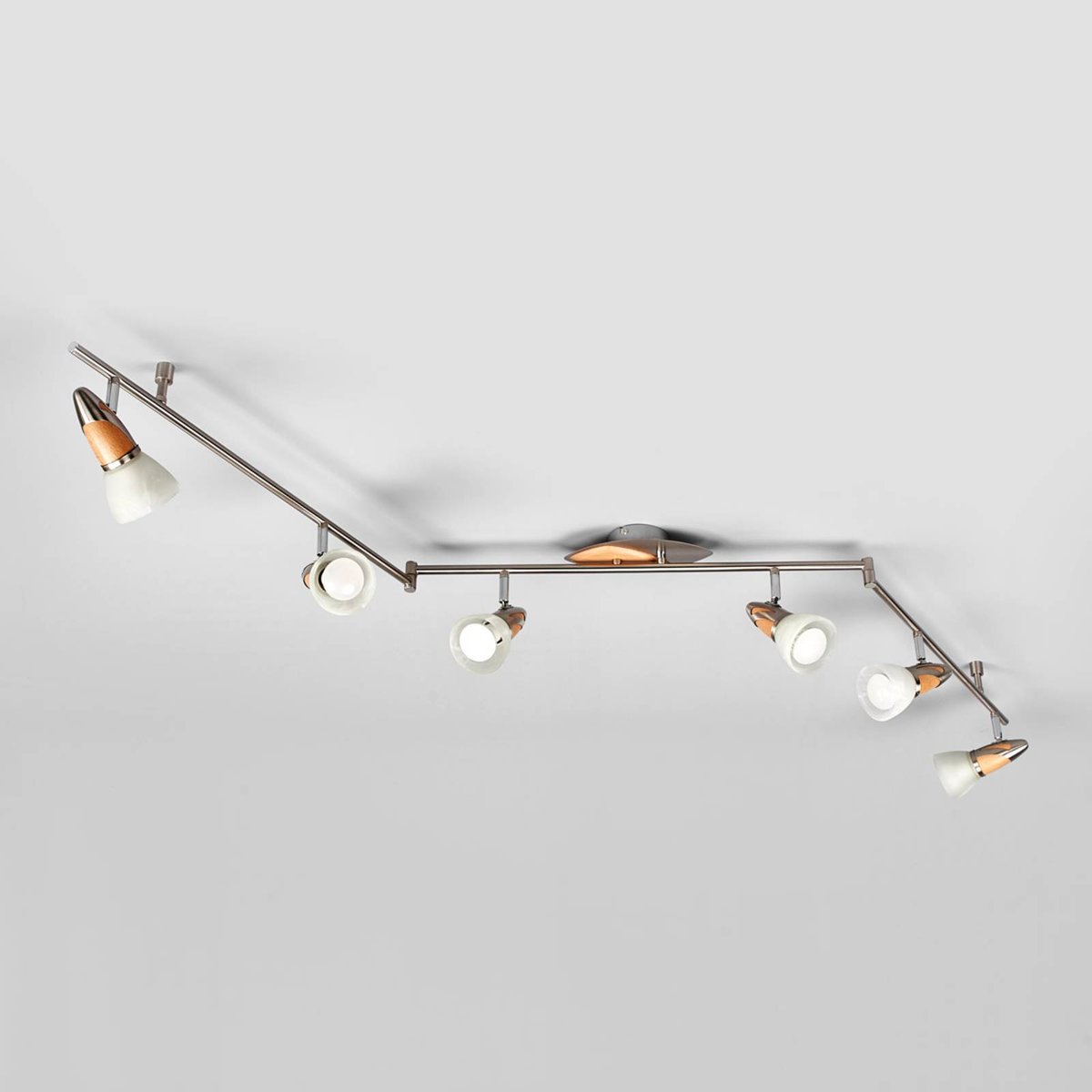 Plafonnier en métal traditionnel, Marena nickel satiné, bois, blanc satiné, LINDBY
