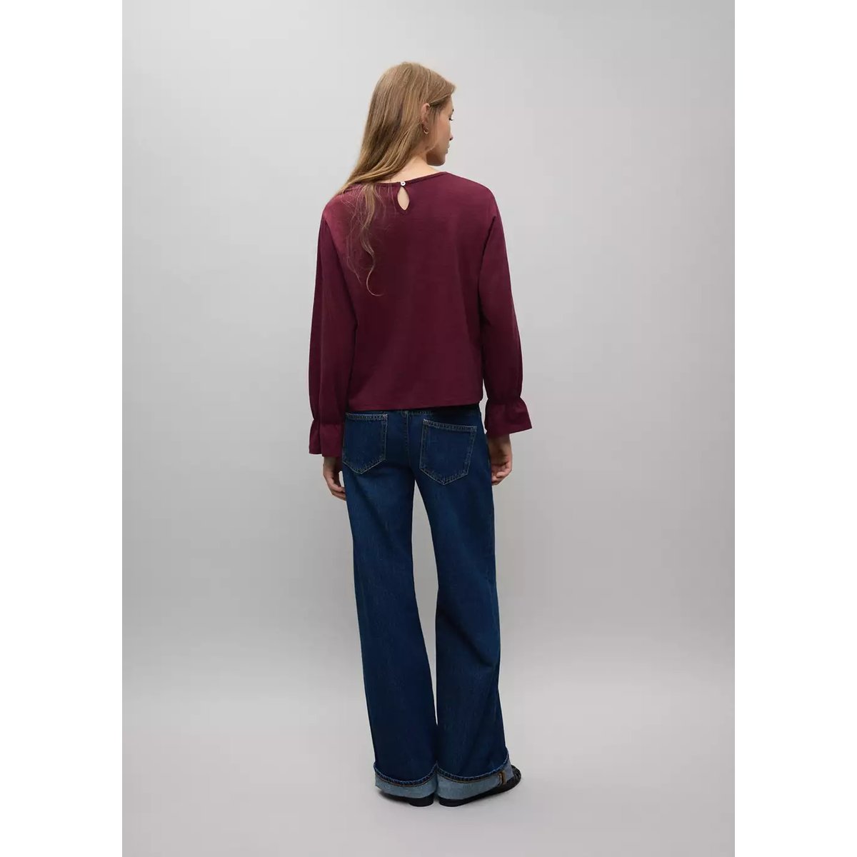 T-shirt coton nid d'abeille bordeaux, MANGO TEEN
