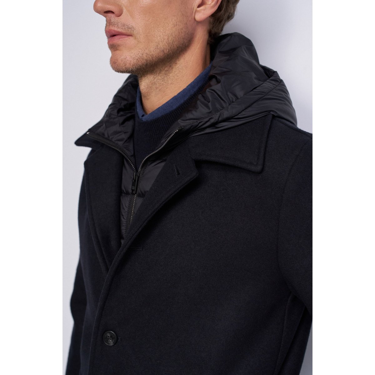 MANTEAU EN DRAP AVEC CAPUCHE bleu foncé, SALSA JEANS
