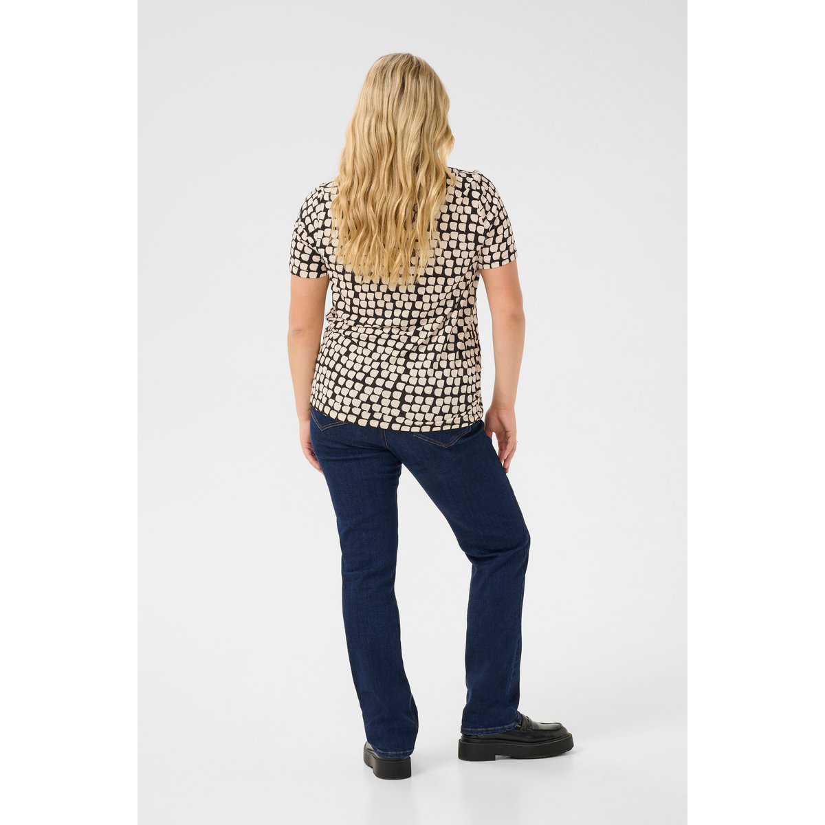 T-shirt à manches courtes noir black sand graphic dot, KAFFE CURVE