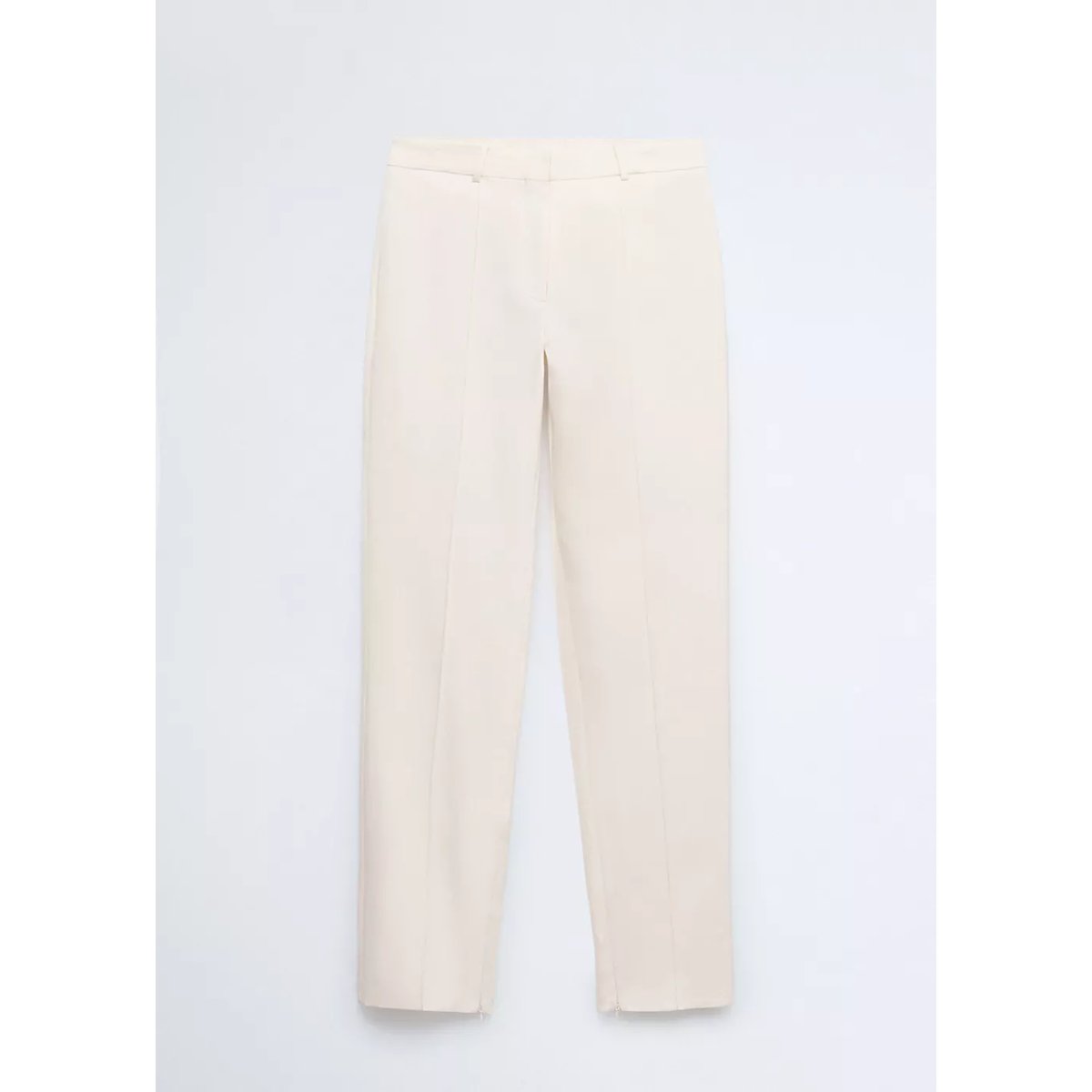 Pantalon satiné fente à l’ourlet écru, MANGO