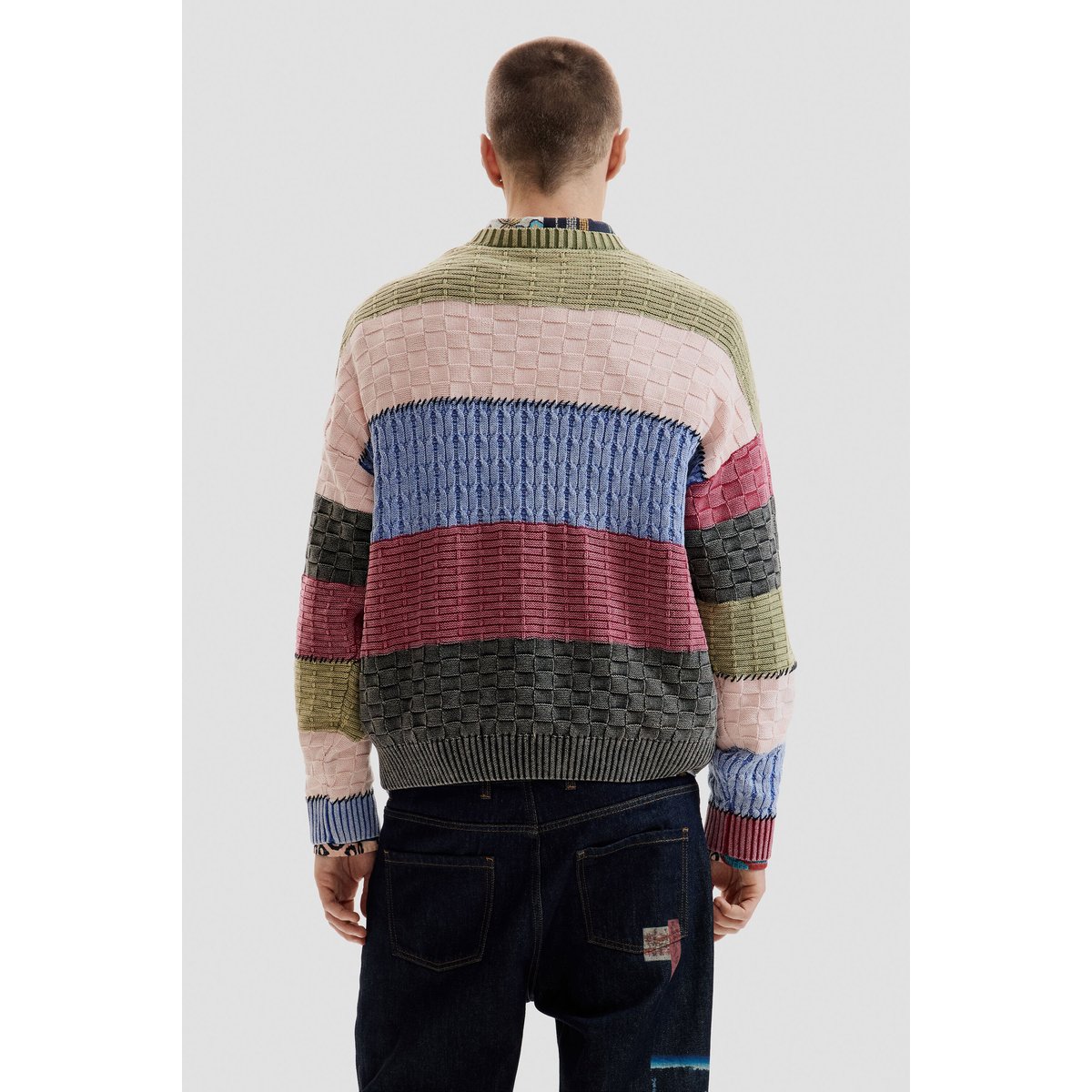 Pull en maille avec surpiqûres multicolore, DESIGUAL