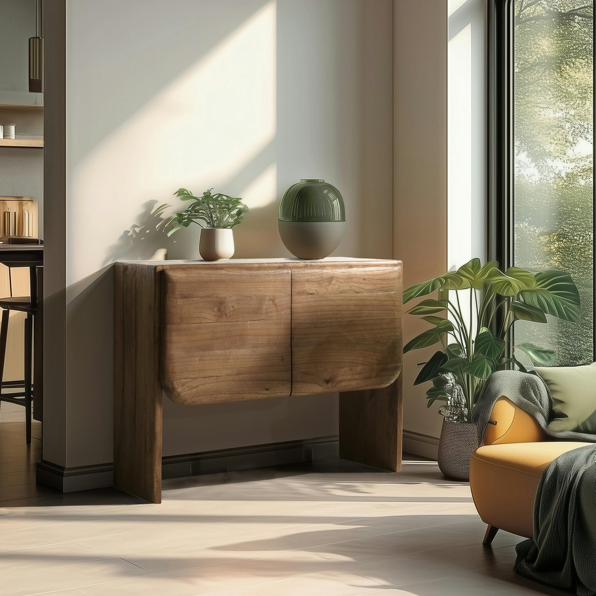Buffet 2 portes en bois de mindi ARCUS bois naturel, PIER IMPORT