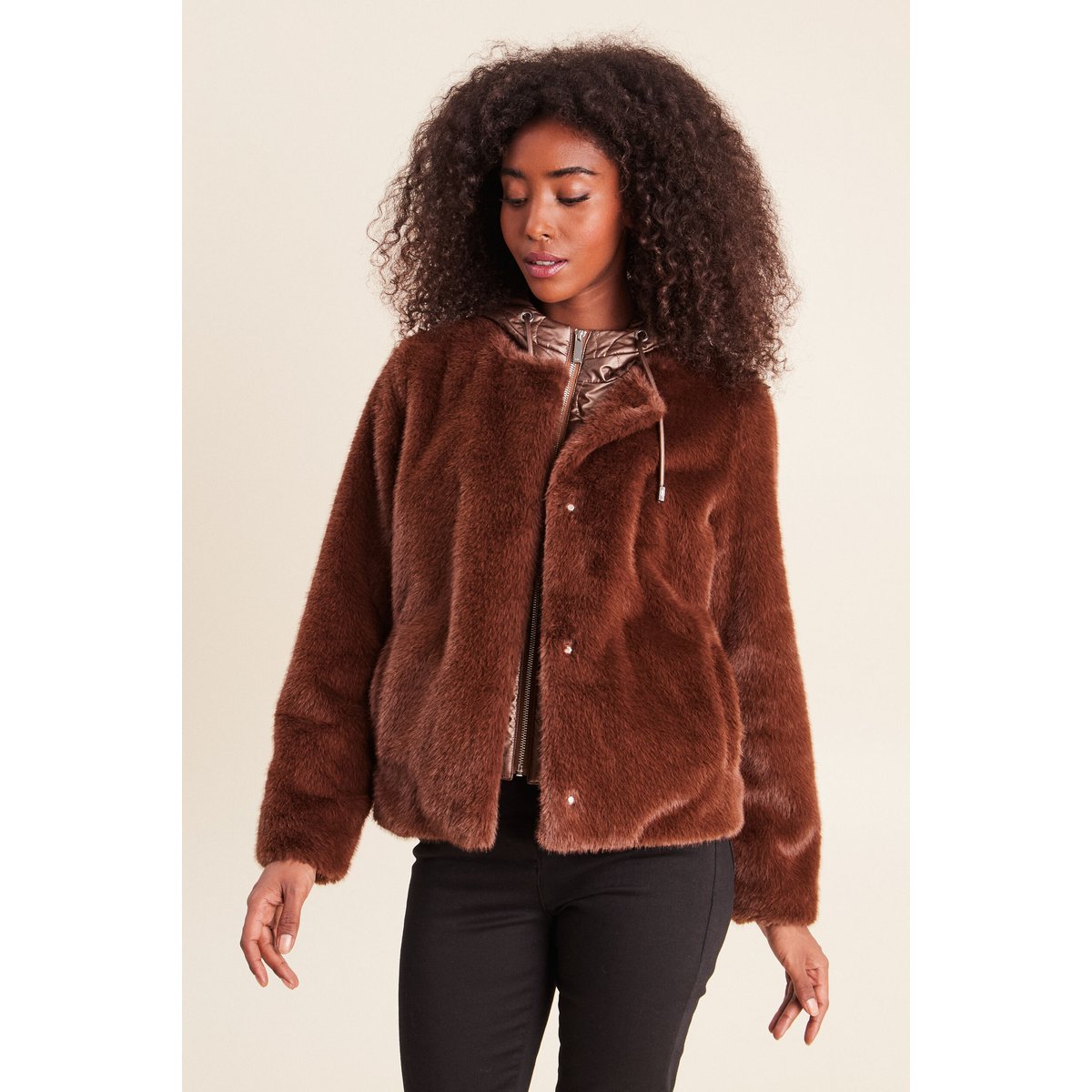 Manteau à capuche marron foncé, BREAL